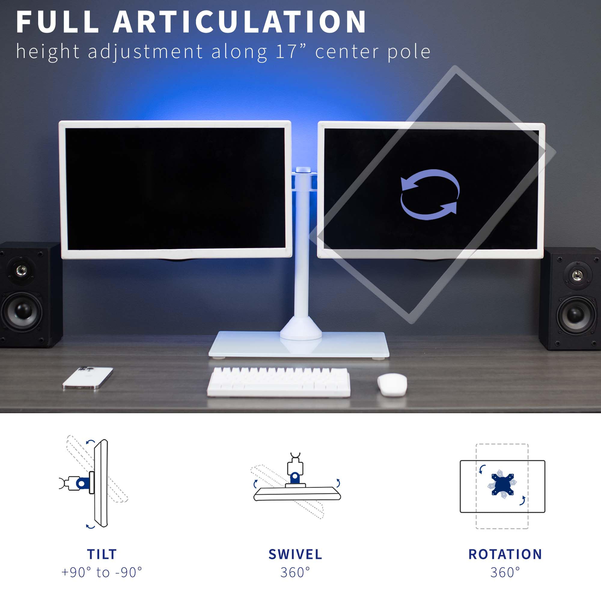 Foto 5 | Soporte Doble Vivo Stand-v002fgw Para Monitor De 13 A 32 Pulgadas, Blanco - Venta Internacional.