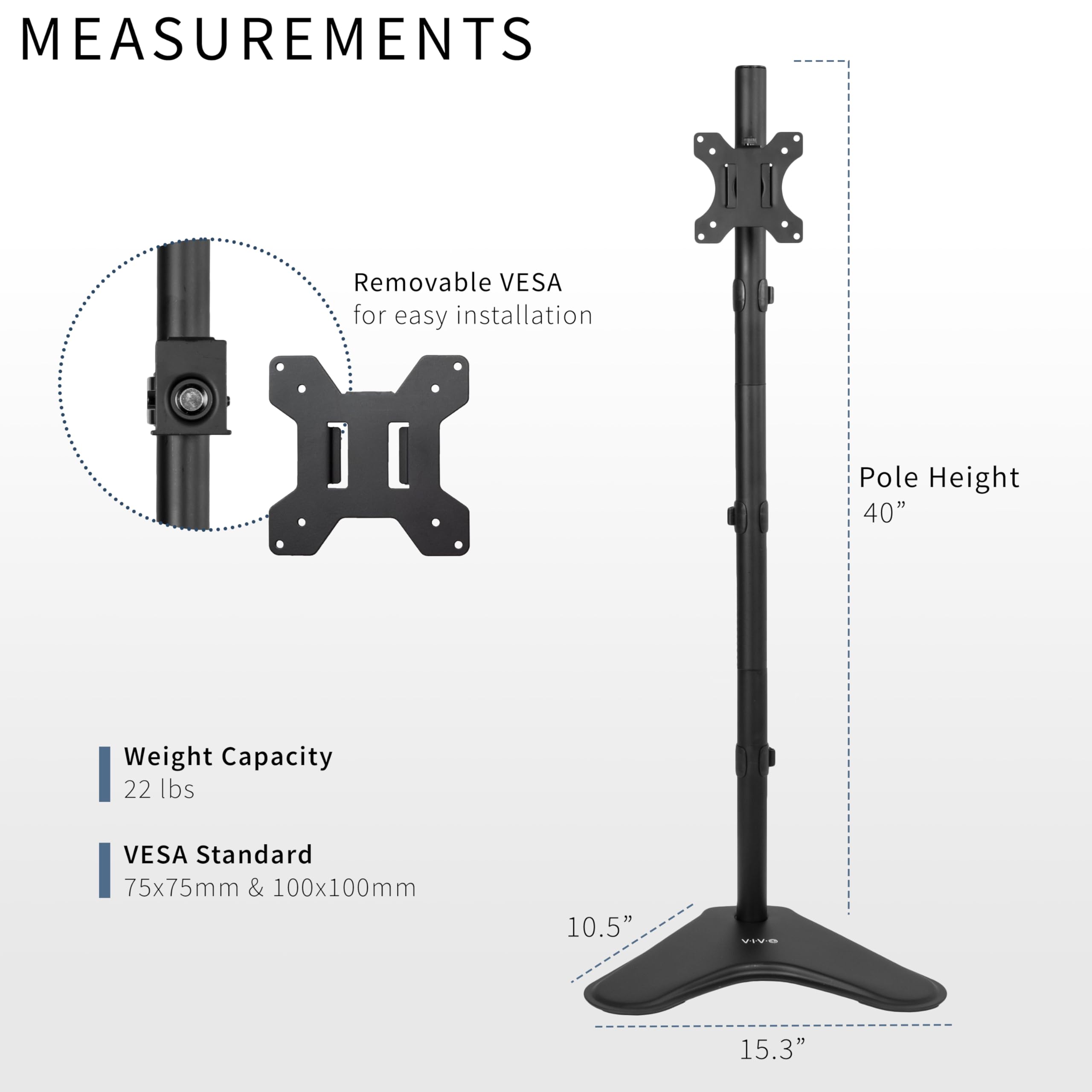Foto 4 pulgar | Soporte De Monitor Vivo Stand-v011h Para Pantallas De 13 A 27 Pulgadas - Venta Internacional.
