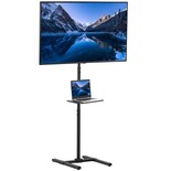 Soporte De Suelo Para Tv Vivo Extra Alto Con Repisa Para Pantallas De 13 A 50 Pulgadas, Color Negro - Venta Internacio