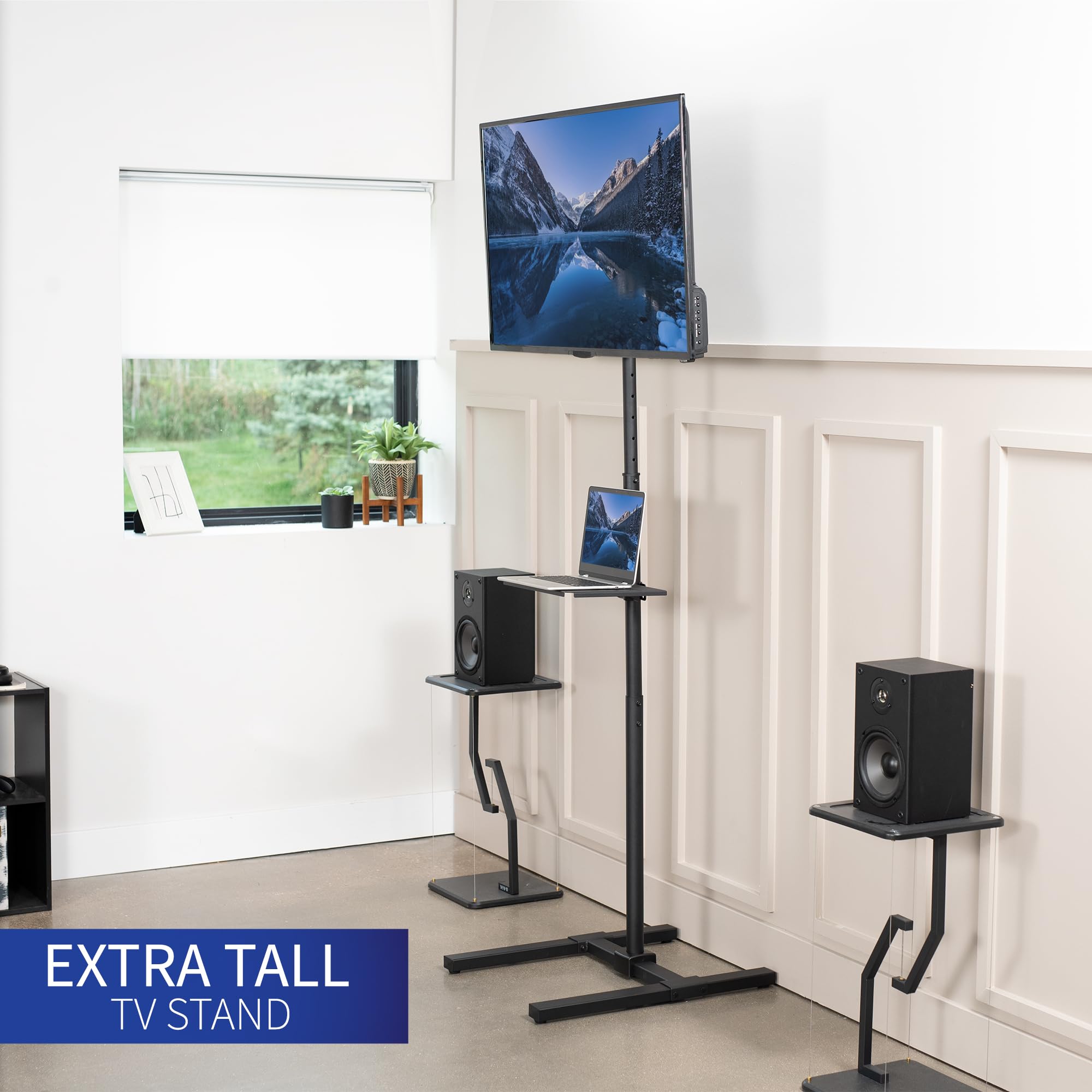 Foto 3 pulgar | Soporte De Suelo Para Tv Vivo Extra Alto Con Repisa Para Pantallas De 13 A 50 Pulgadas, Color Negro - Venta Internacio