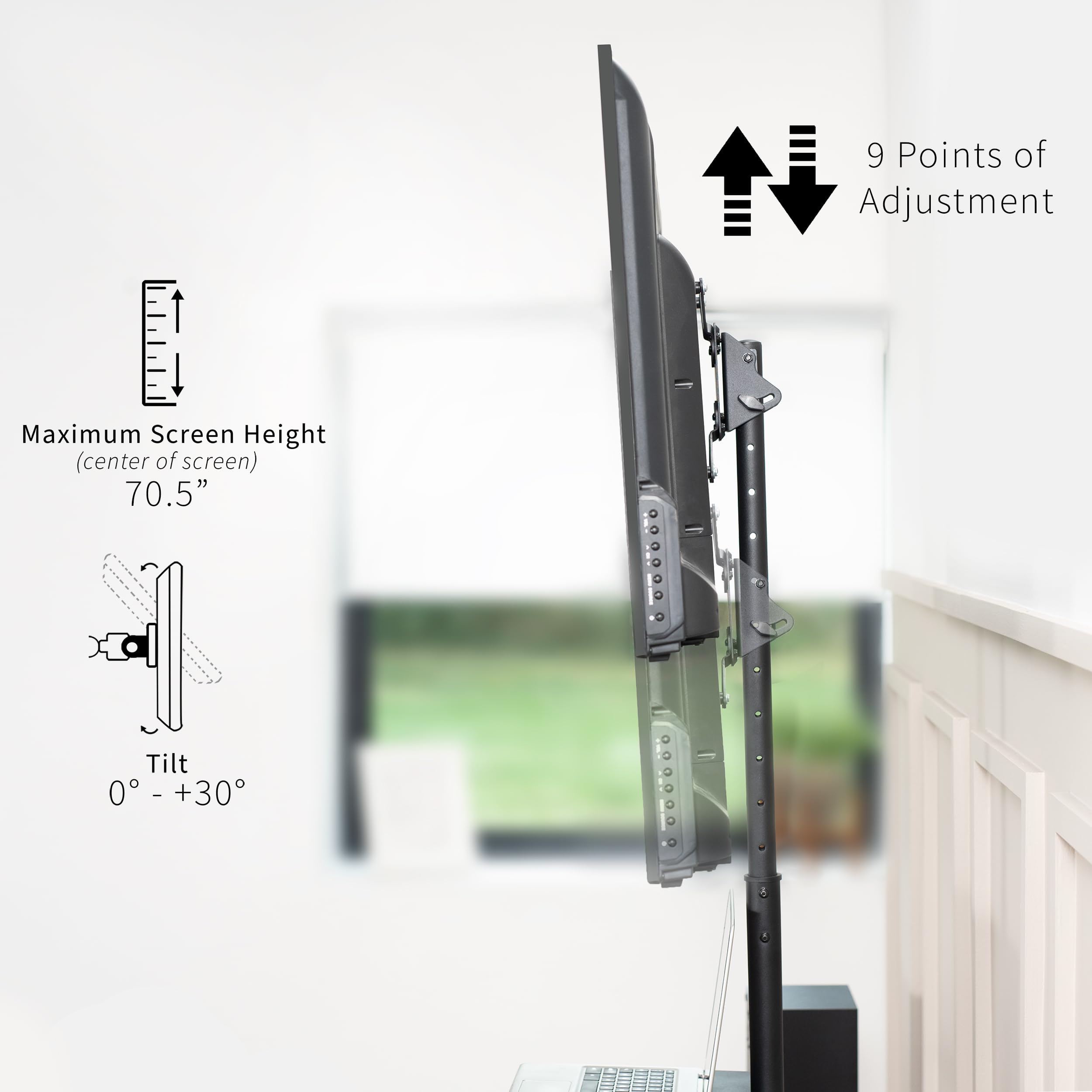 Foto 4 pulgar | Soporte De Suelo Para Tv Vivo Extra Alto Con Repisa Para Pantallas De 13 A 50 Pulgadas, Color Negro - Venta Internacio