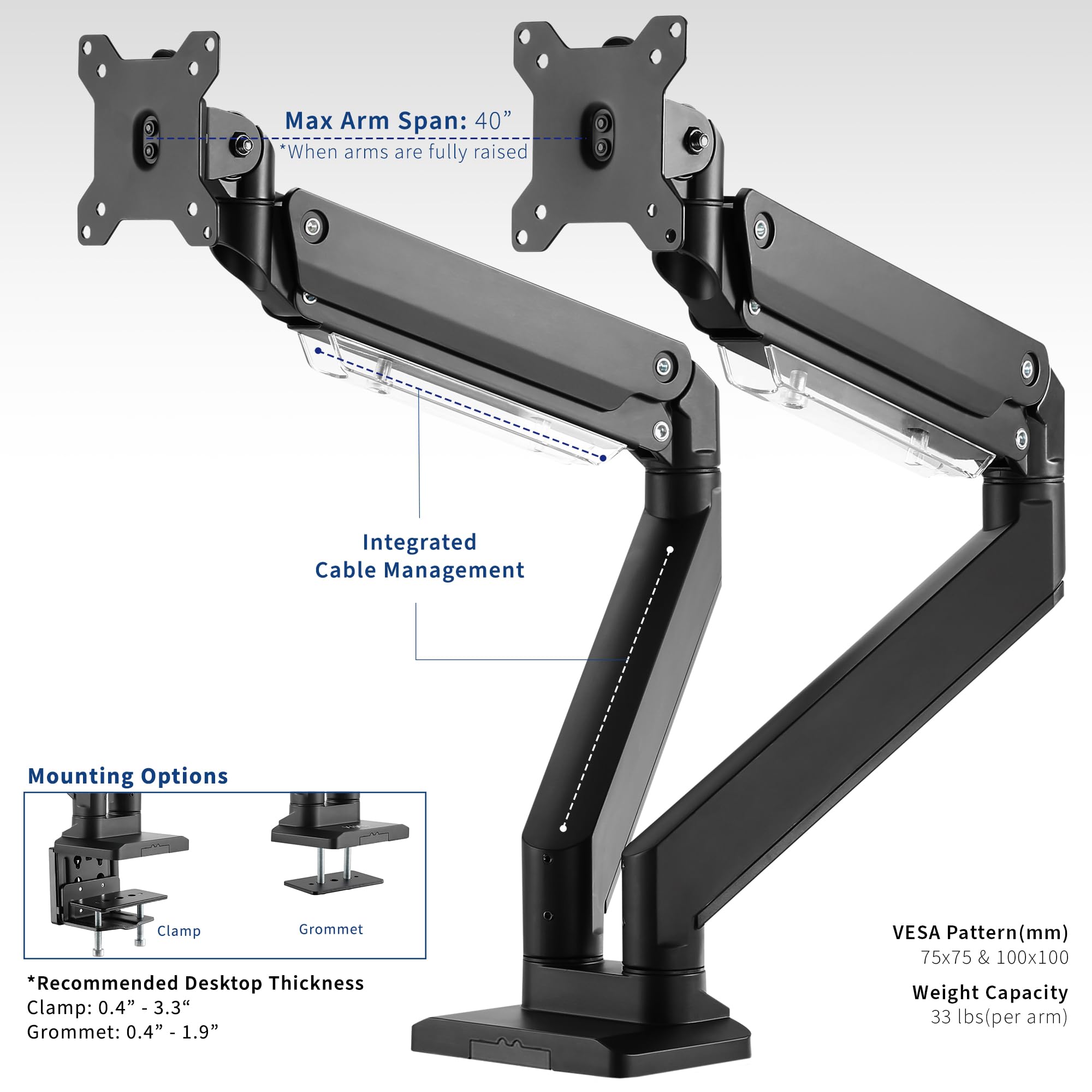 Foto 5 pulgar | Soporte De Escritorio Para Dos Monitores Vivo Stand-v102g2 Para 2 X 38 Pulgadas - Venta Internacional.