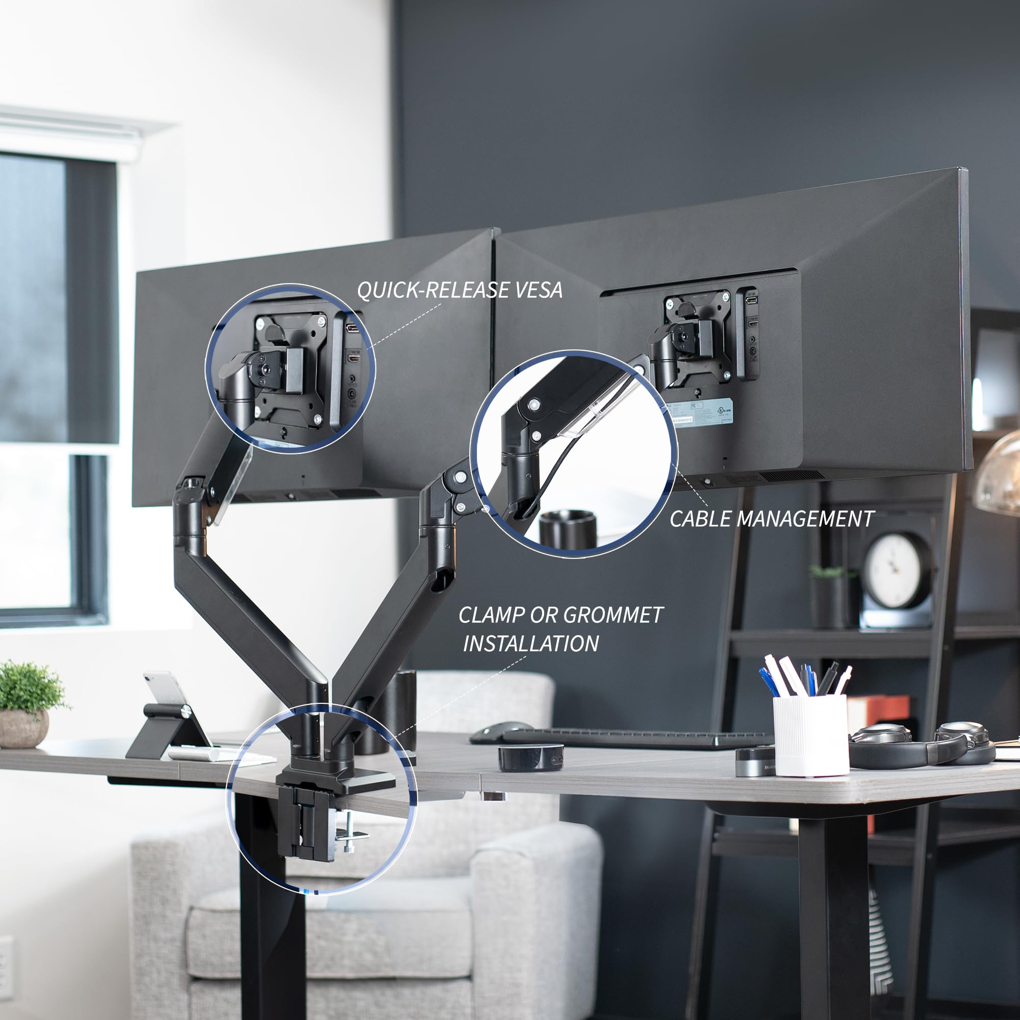 Foto 7 | Soporte De Escritorio Para Dos Monitores Vivo Stand-v102g2 Para 2 X 38 Pulgadas - Venta Internacional.