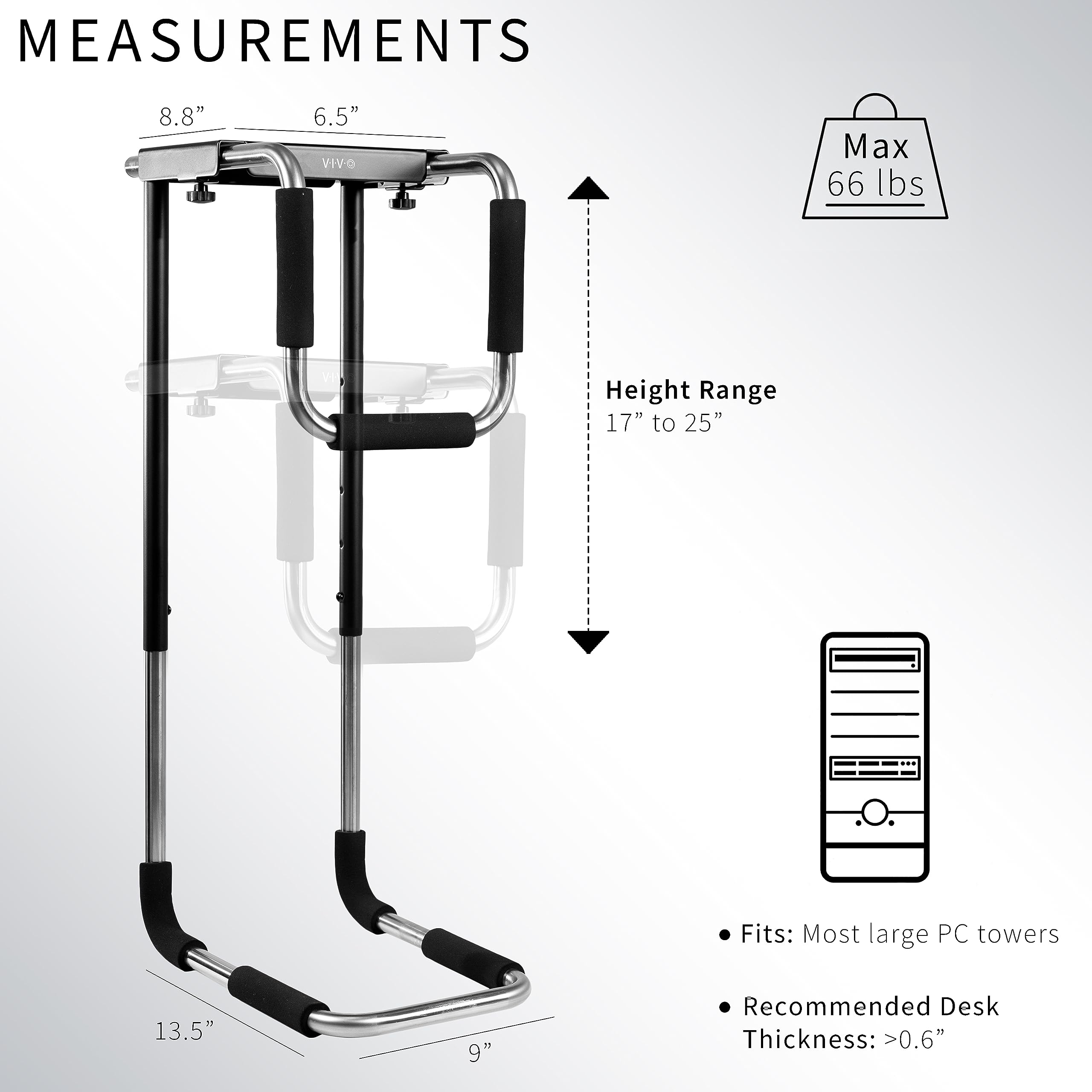 Foto 4 pulgar | Soporte De Torre Para Cpu Vivo X-large, Resistente, Ajustable, 30 Kg - Venta Internacional.