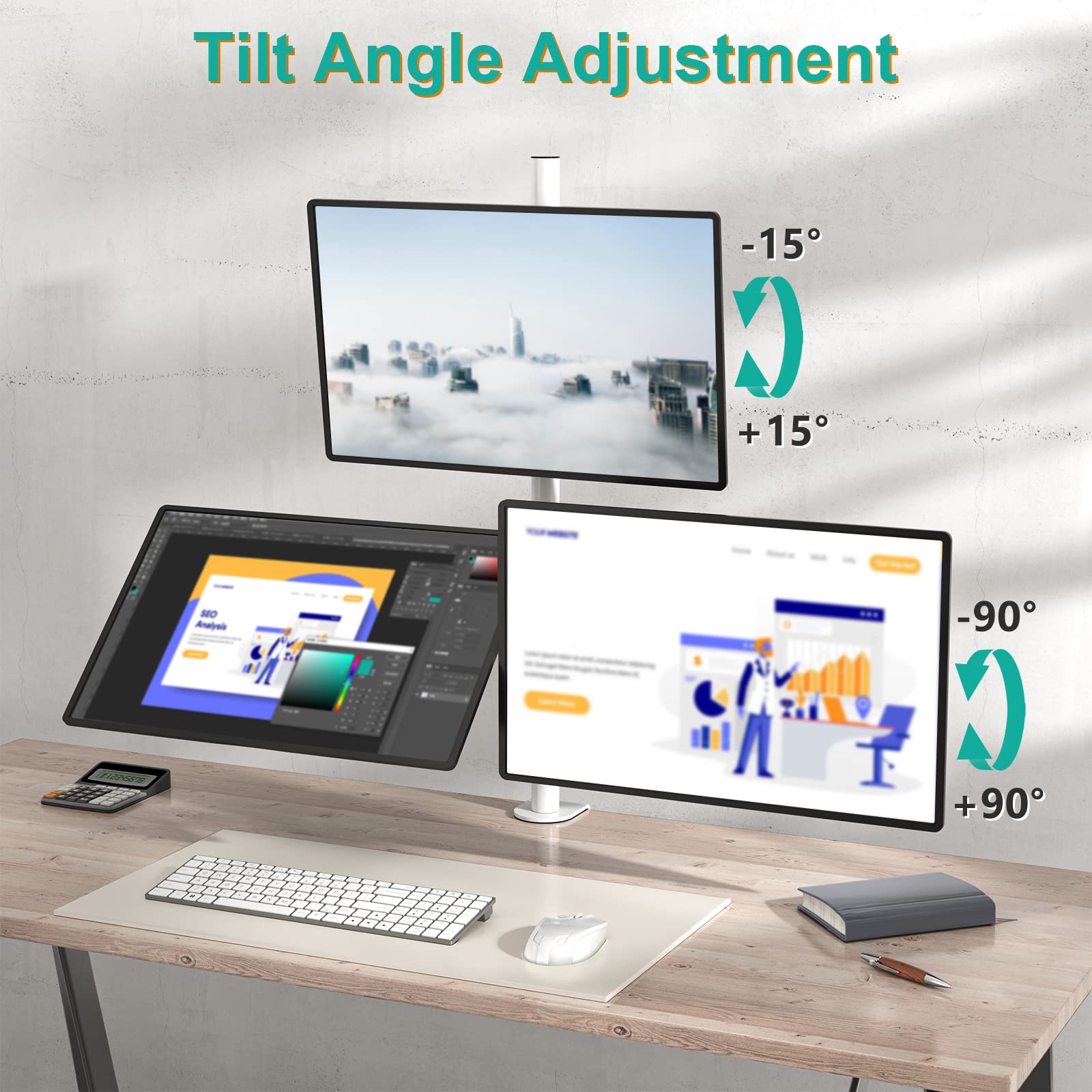 Foto 7 pulgar | Soporte Wali Para Tres Monitores, Altura Ajustable Hasta 27 - Venta Internacional.