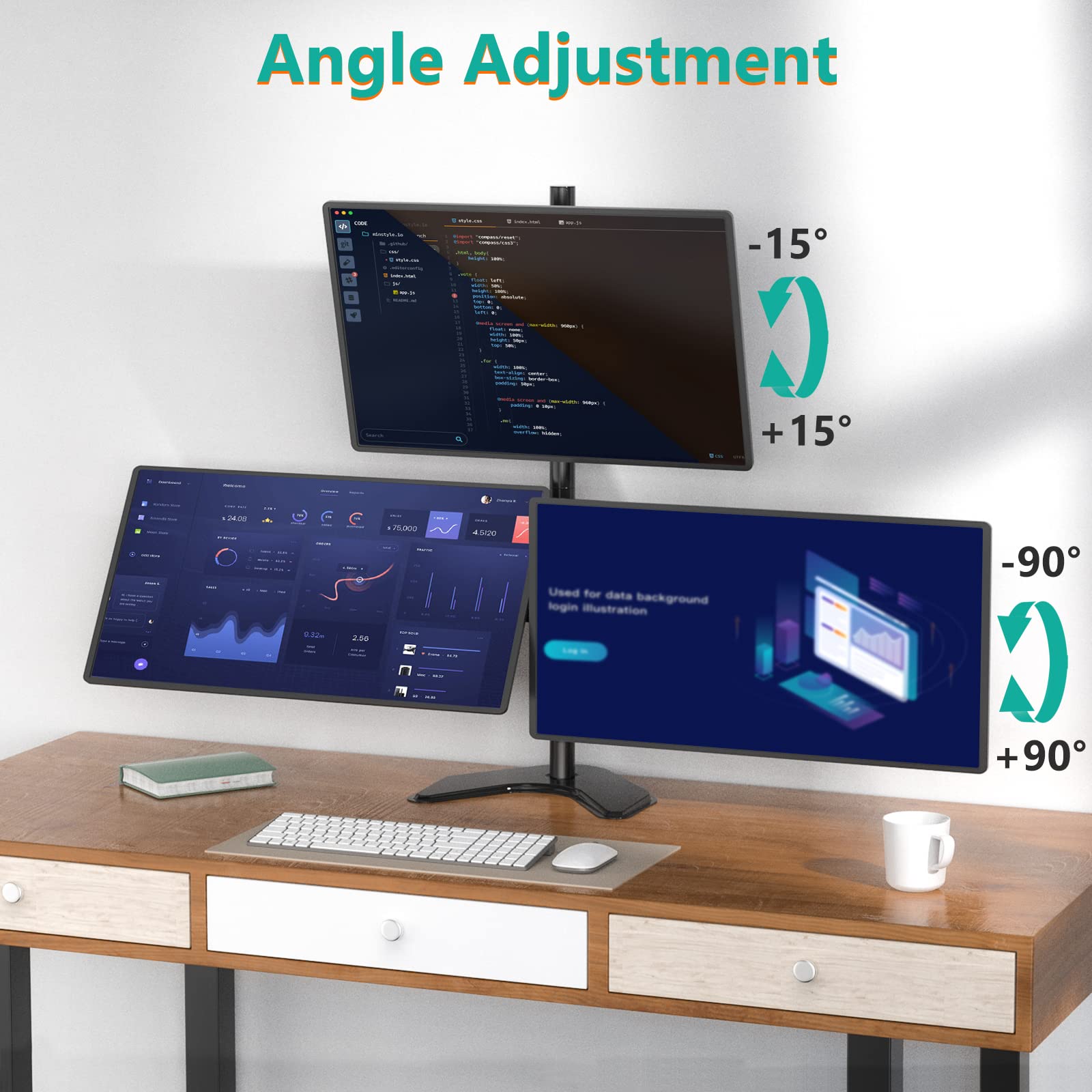 Foto 7 pulgar | Soporte Triple Para Monitor Wali Mf003s Para 3 Pantallas De Hasta 27 Pulgadas - Venta Internacional.