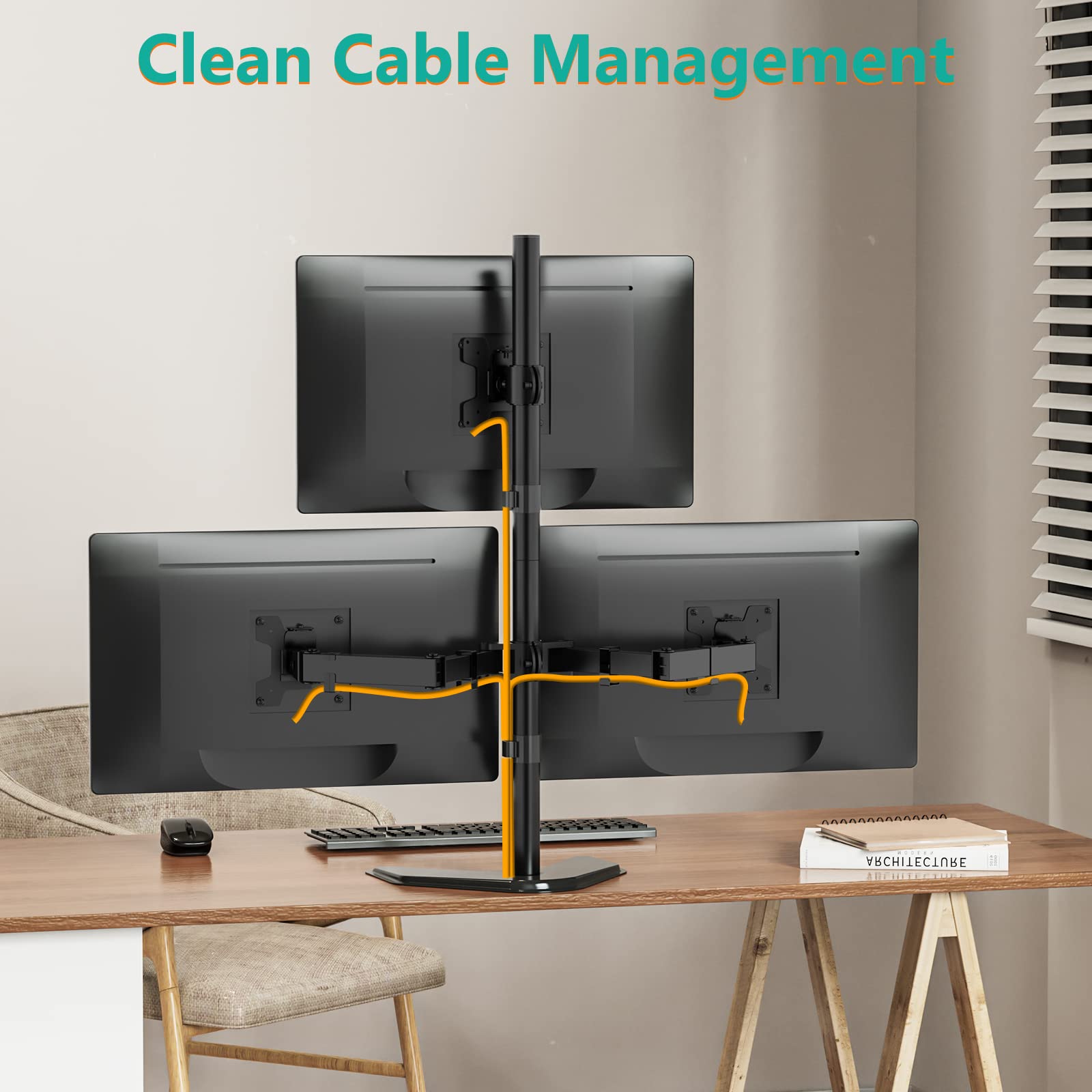 Foto 7 | Soporte Triple Para Monitor Wali Mf003s Para 3 Pantallas De Hasta 27 Pulgadas - Venta Internacional.