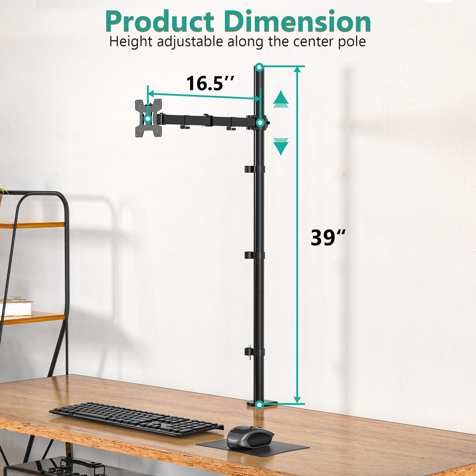 Foto 4 | Soporte De Escritorio Para Monitor Wali Individual De 39 Pulgadas De Alto, Negro - Venta Internacional.