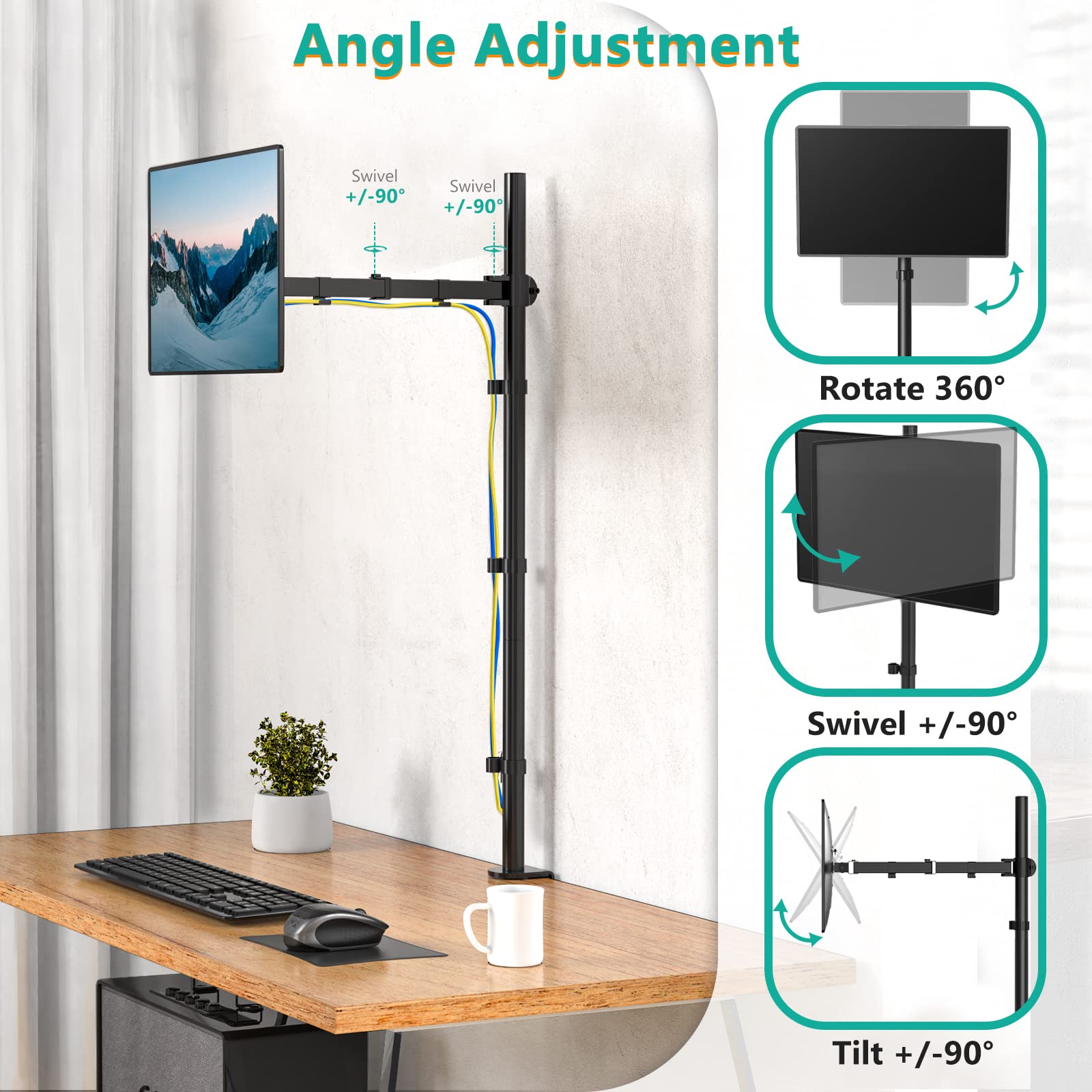 Foto 5 | Soporte De Escritorio Para Monitor Wali Individual De 39 Pulgadas De Alto, Negro - Venta Internacional.