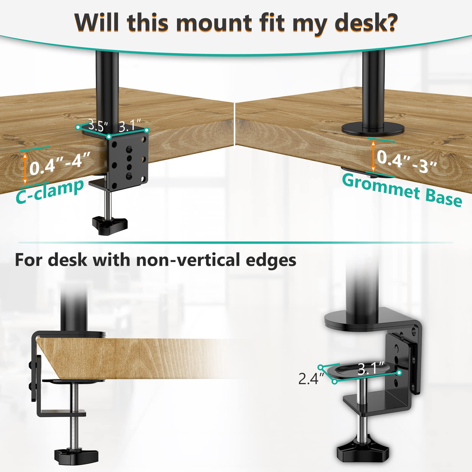 Foto 6 | Soporte De Escritorio Para Monitor Wali Individual De 39 Pulgadas De Alto, Negro - Venta Internacional.