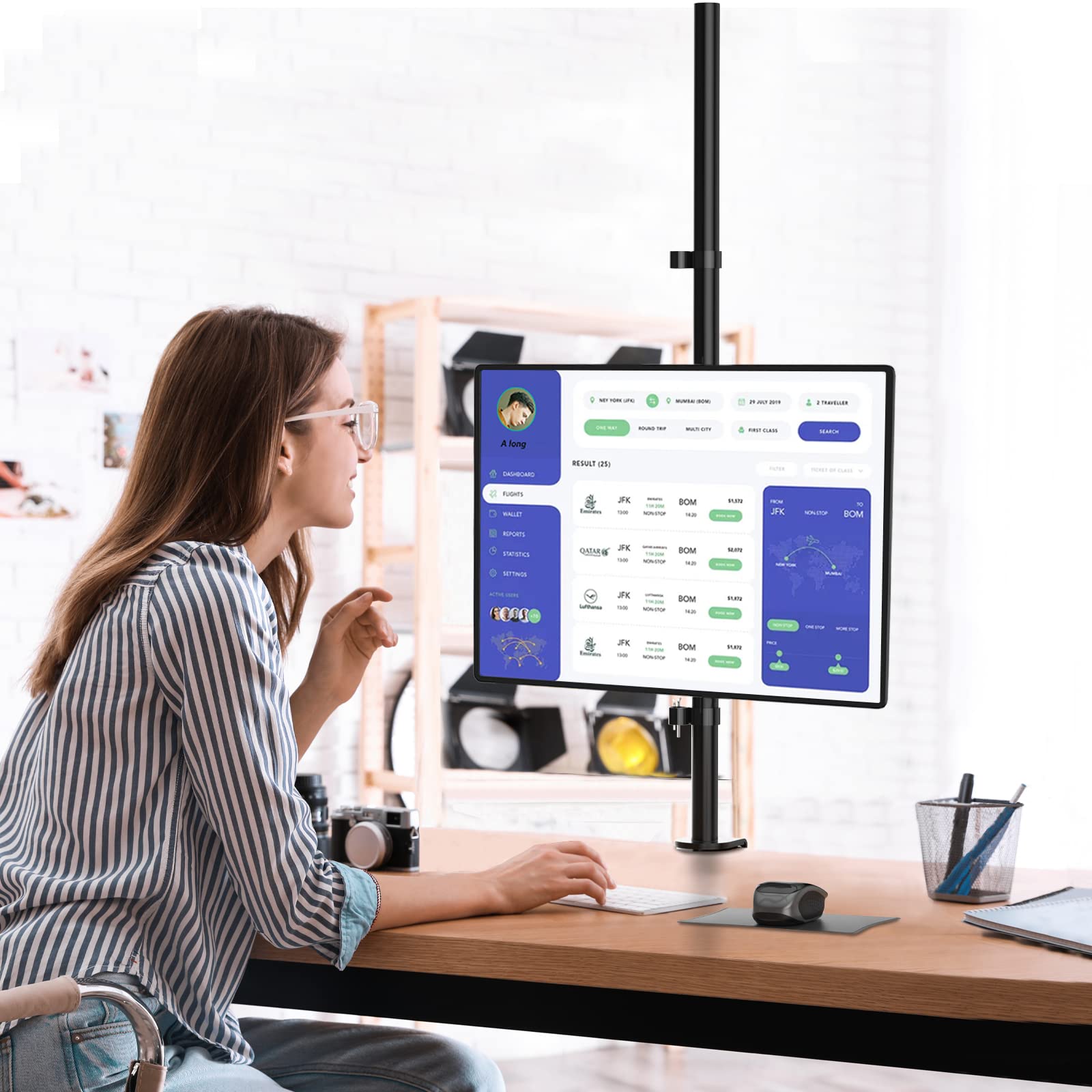 Foto 7 | Soporte De Escritorio Para Monitor Wali Individual De 39 Pulgadas De Alto, Negro - Venta Internacional.