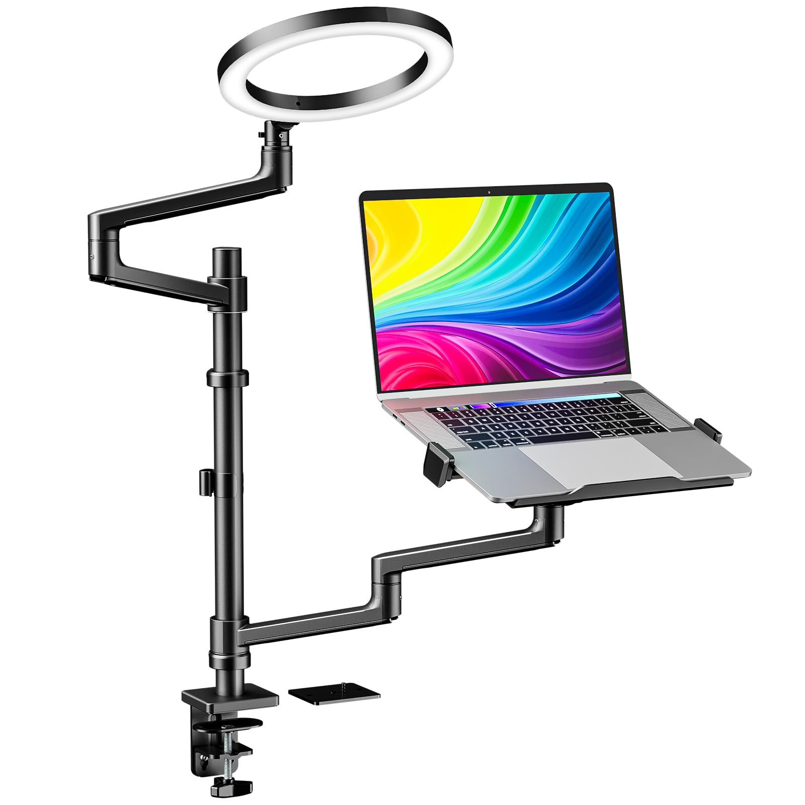 Foto 2 pulgar | Soporte De Escritorio Para Portátil Wali Con 10 Luces Led Anulares Para 17 A 32 Pulgadas - Venta Internacional.