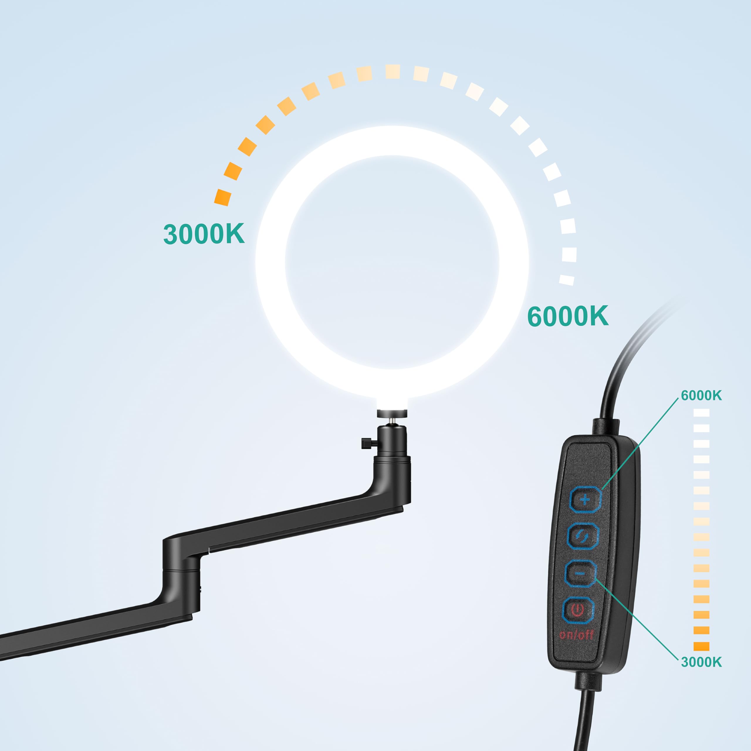 Foto 5 pulgar | Soporte De Escritorio Para Portátil Wali Con 10 Luces Led Anulares Para 17 A 32 Pulgadas - Venta Internacional.