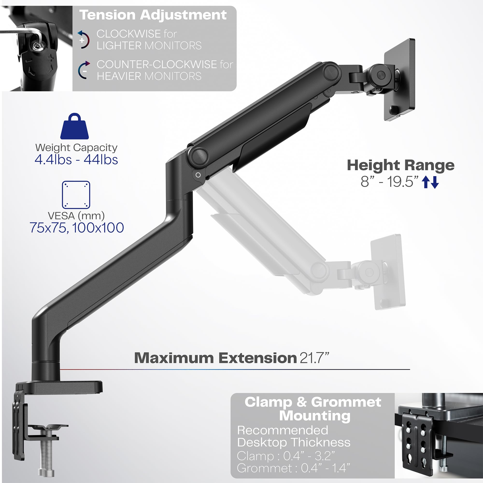 Foto 5 pulgar | Brazo De Tensión Para Monitor Vivo Stand-v101e Para Pantallas De 49 Pulgadas - Venta Internacional.