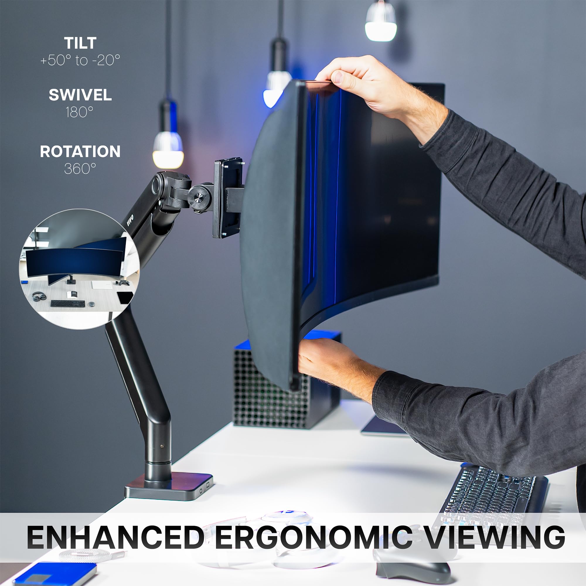 Foto 6 pulgar | Brazo De Tensión Para Monitor Vivo Stand-v101e Para Pantallas De 49 Pulgadas - Venta Internacional.