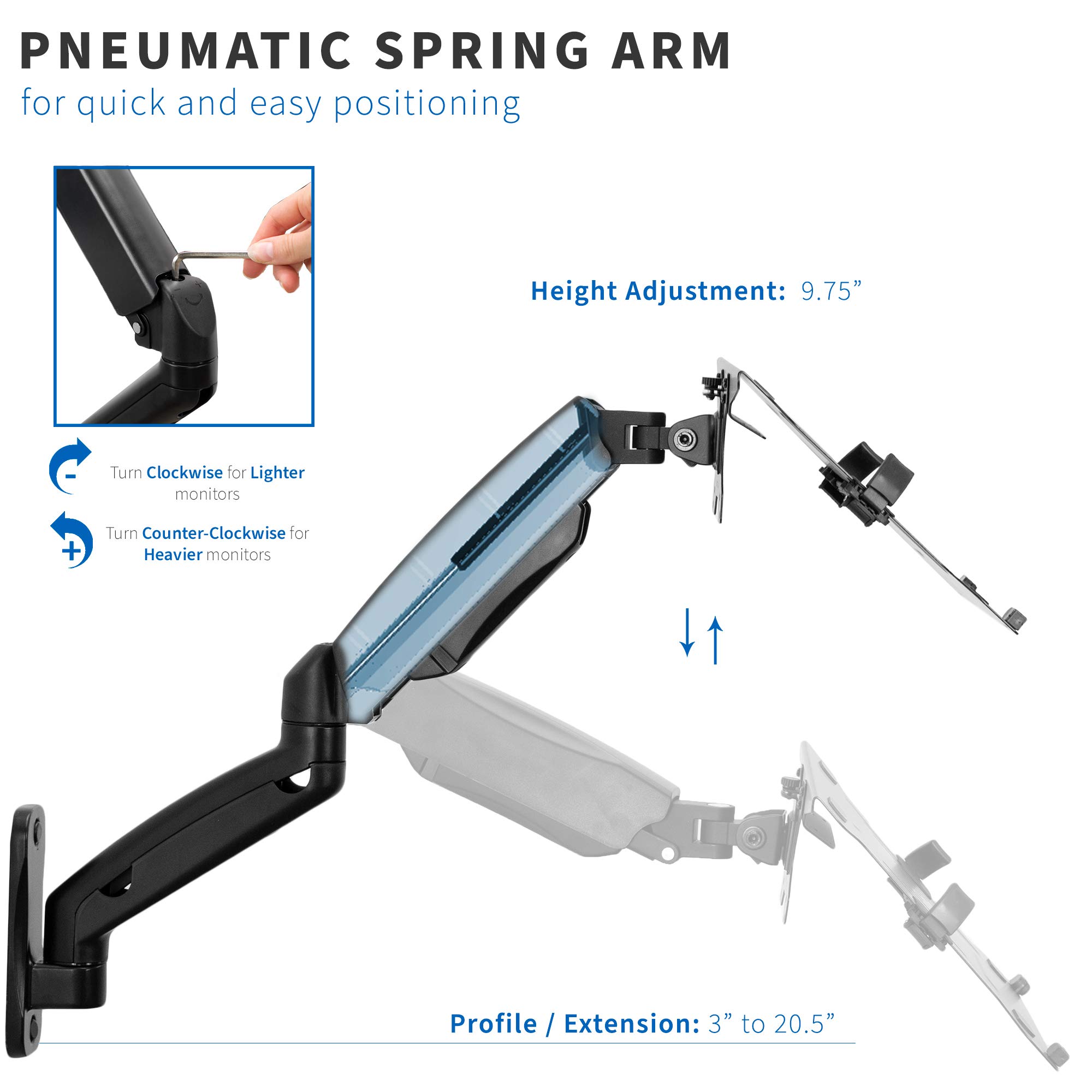 Foto 4 pulgar | Soporte De Pared Para Portátil Vivo Pneumatic Extended Arm Mount-v001gl - Venta Internacional.
