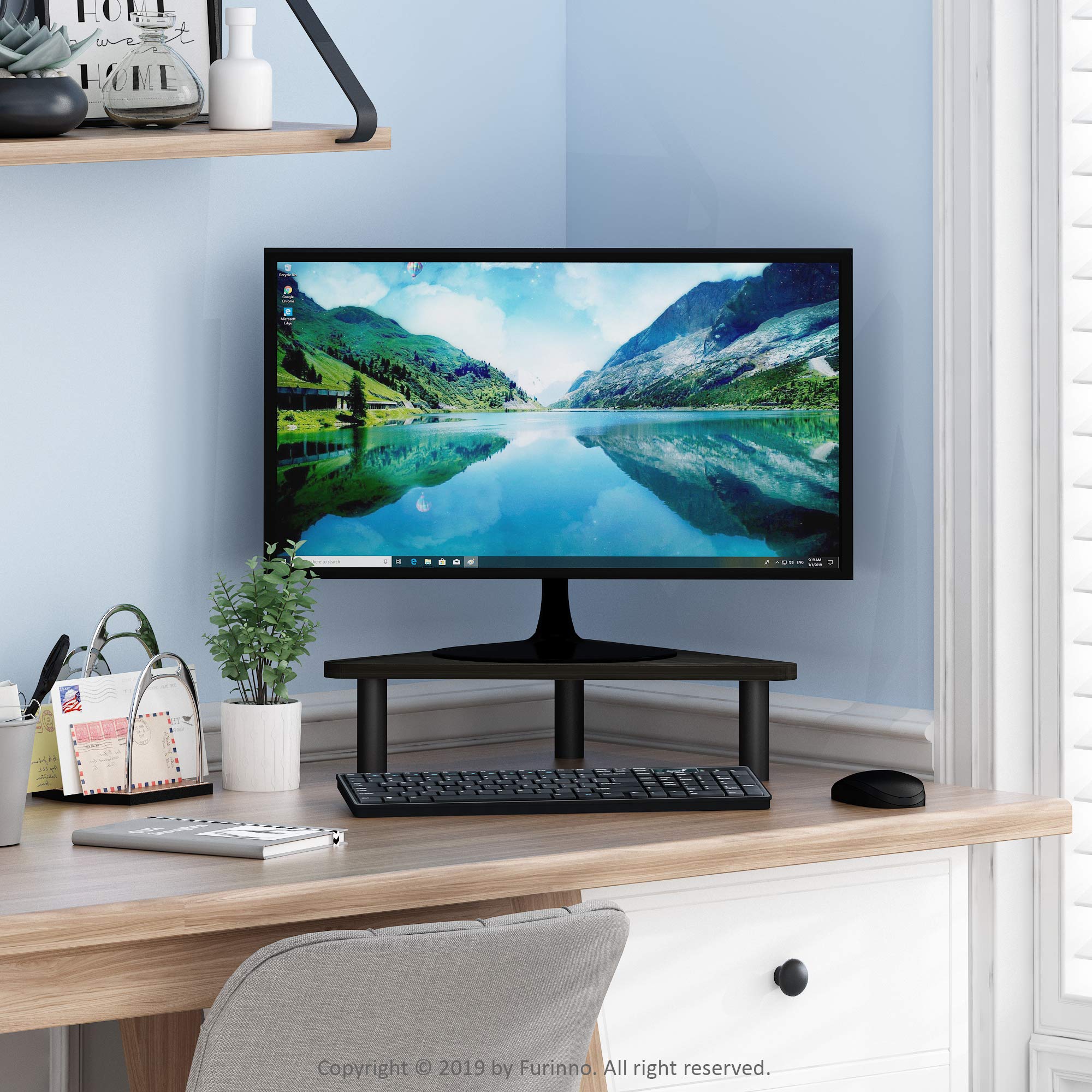 Foto 4 pulgar | Soporte Elevador para Monitor Furinno Turn-Tube Corner Espresso Negro - Venta Internacional
