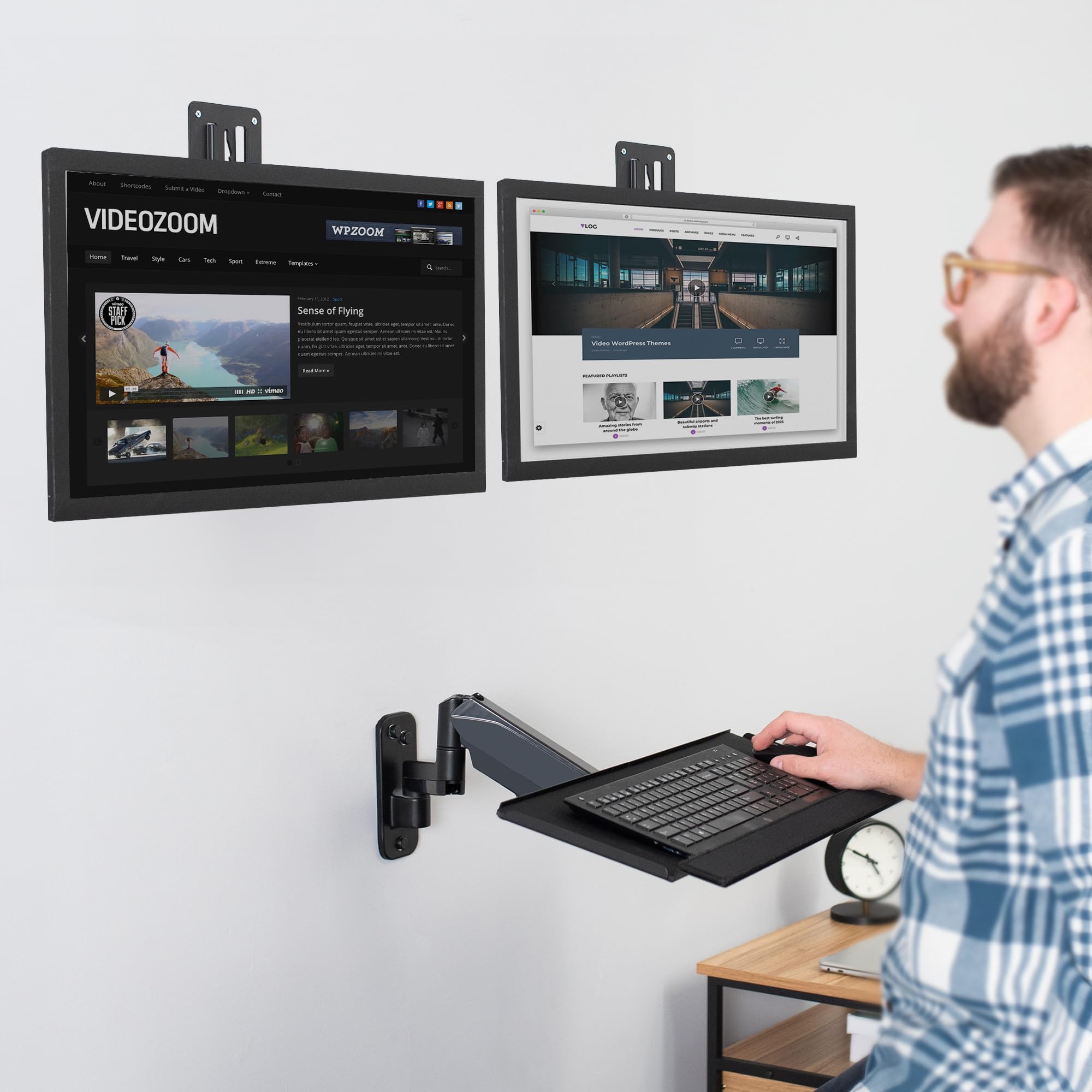 Foto 2 | Estación De Trabajo Para Sentarse Y Estar De Pie En Pared Vivo Mount-vwkb2 Negra - Venta Internacional.