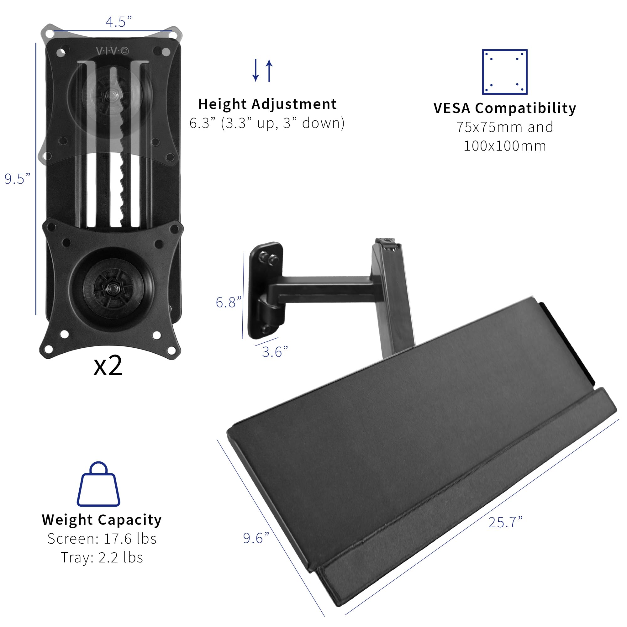 Foto 4 pulgar | Estación De Trabajo Para Sentarse Y Estar De Pie En Pared Vivo Mount-vwkb2 Negra - Venta Internacional.