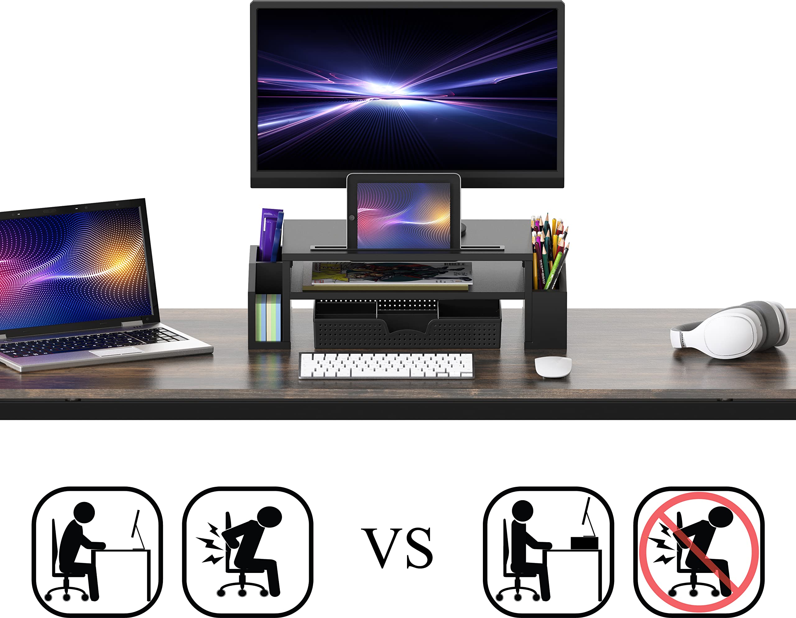 Foto 4 pulgar | Soporte Para Monitor, Artículos Para El Hogar Sencillos Con Organizador, Color Negro - Venta Internacional.