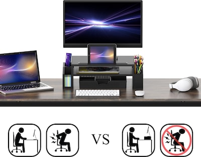 Foto 3 | Soporte Para Monitor, Artículos Para El Hogar Sencillos Con Organizador, Color Negro - Venta Internacional.
