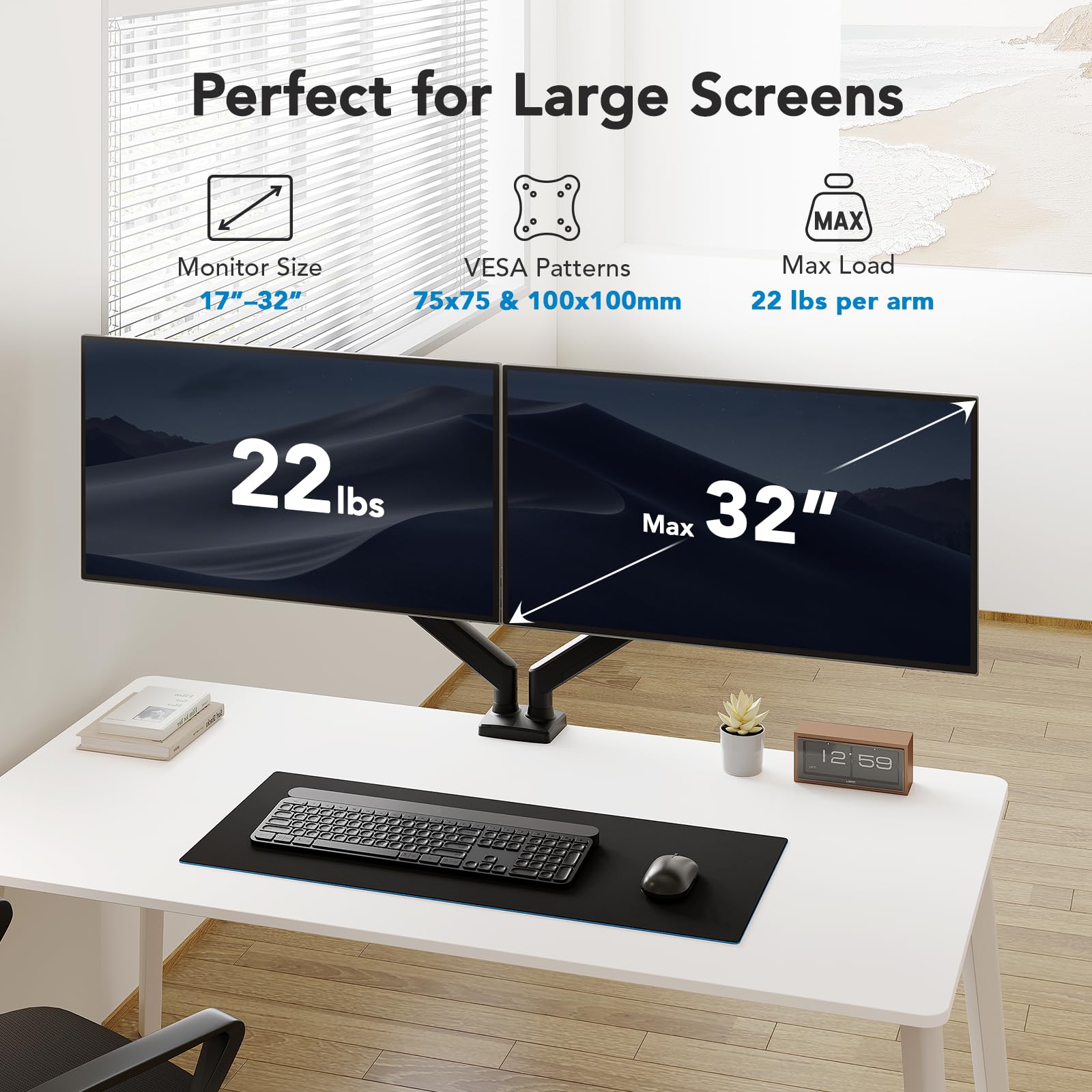 Foto 3 pulgar | Soporte Para Dos Monitores Huanuo Para 2 Monitores De Hasta 32 Pulgadas - Venta Internacional.