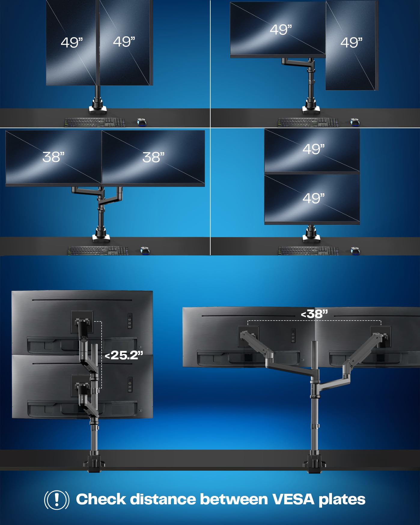 Foto 4 | Soporte De Escritorio Vivo Stand-v120k Con Brazo Neumático Dual Ultraancho - Venta Internacional.