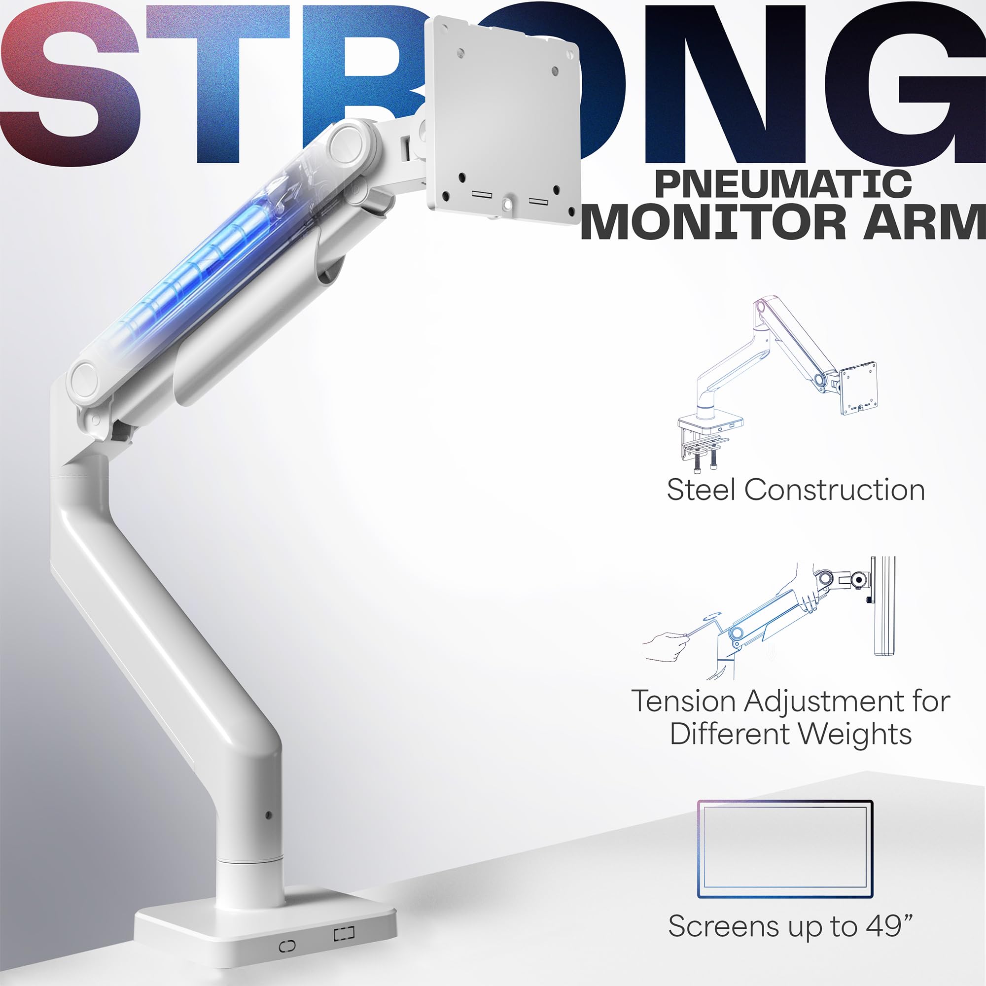 Foto 4 pulgar | Brazo De Tensión Para Monitor Vivo Stand-v101vw De Hasta 49 Pulgadas - Venta Internacional.