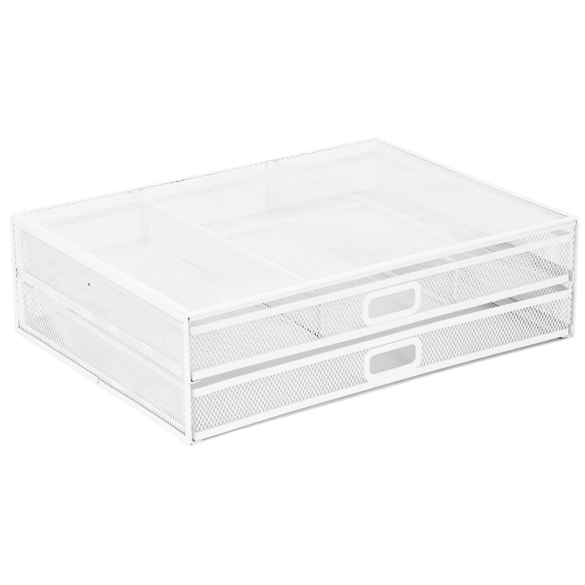Soporte Elevador Para Monitor Mount-it! Malla Metálica Con 2 Cajones  Color Blanco - Venta Internacional.