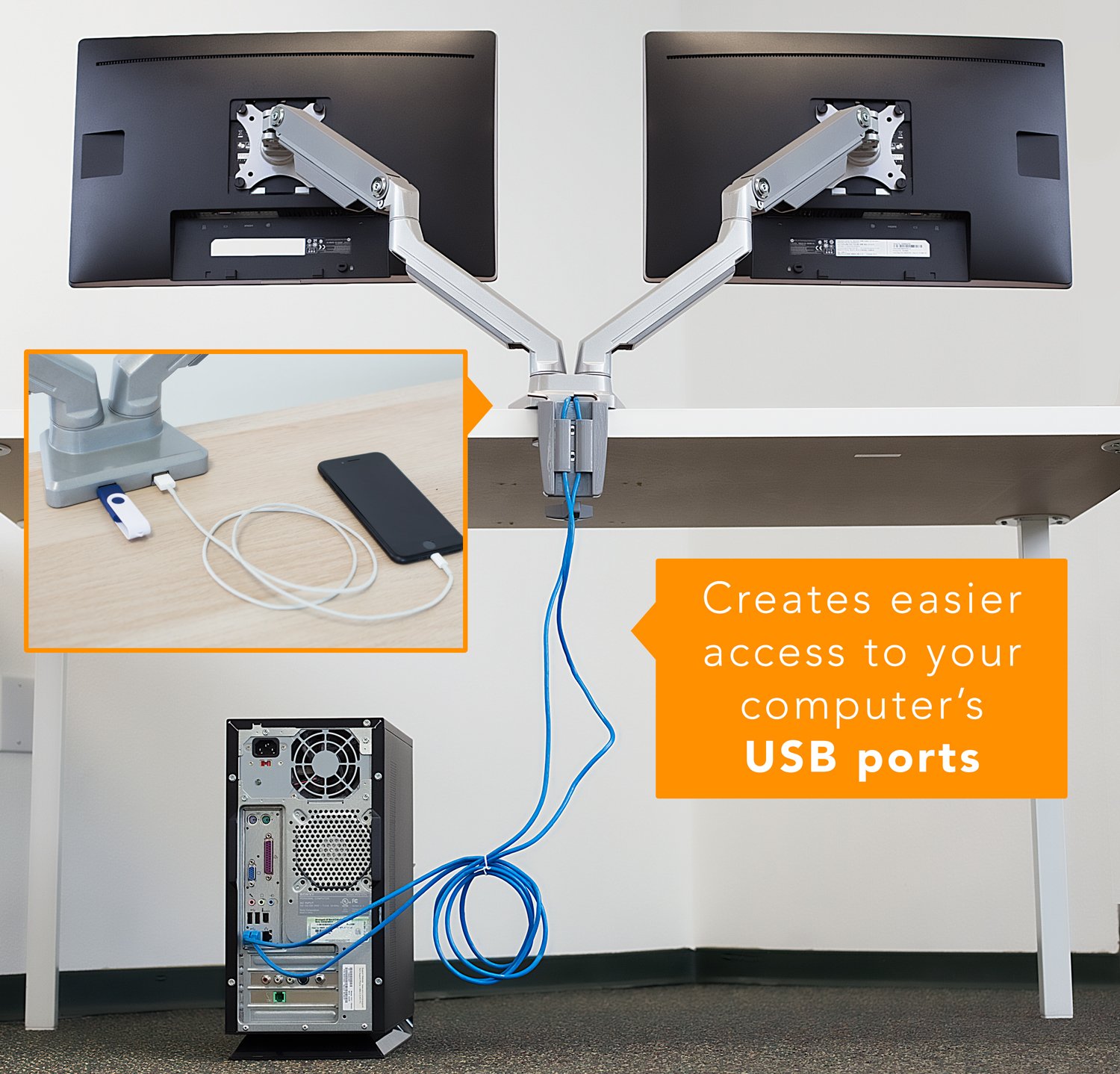 Foto 5 | Soporte De Escritorio Con Soporte De Brazo Para Doble Monitor Mount-it! Mi-2762 - Venta Internacional.