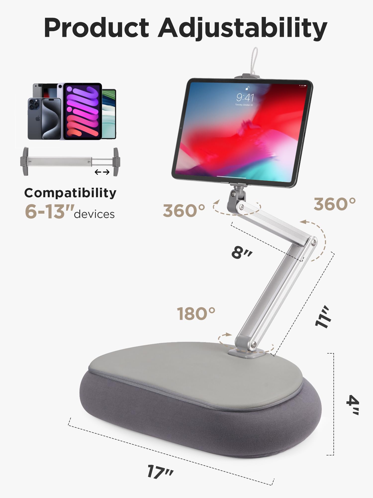 Foto 8 pulgar | Soporte De Almohada Para Tabletas Innogear 360°  Ajustable Para 6 A 13 - Venta Internacional.