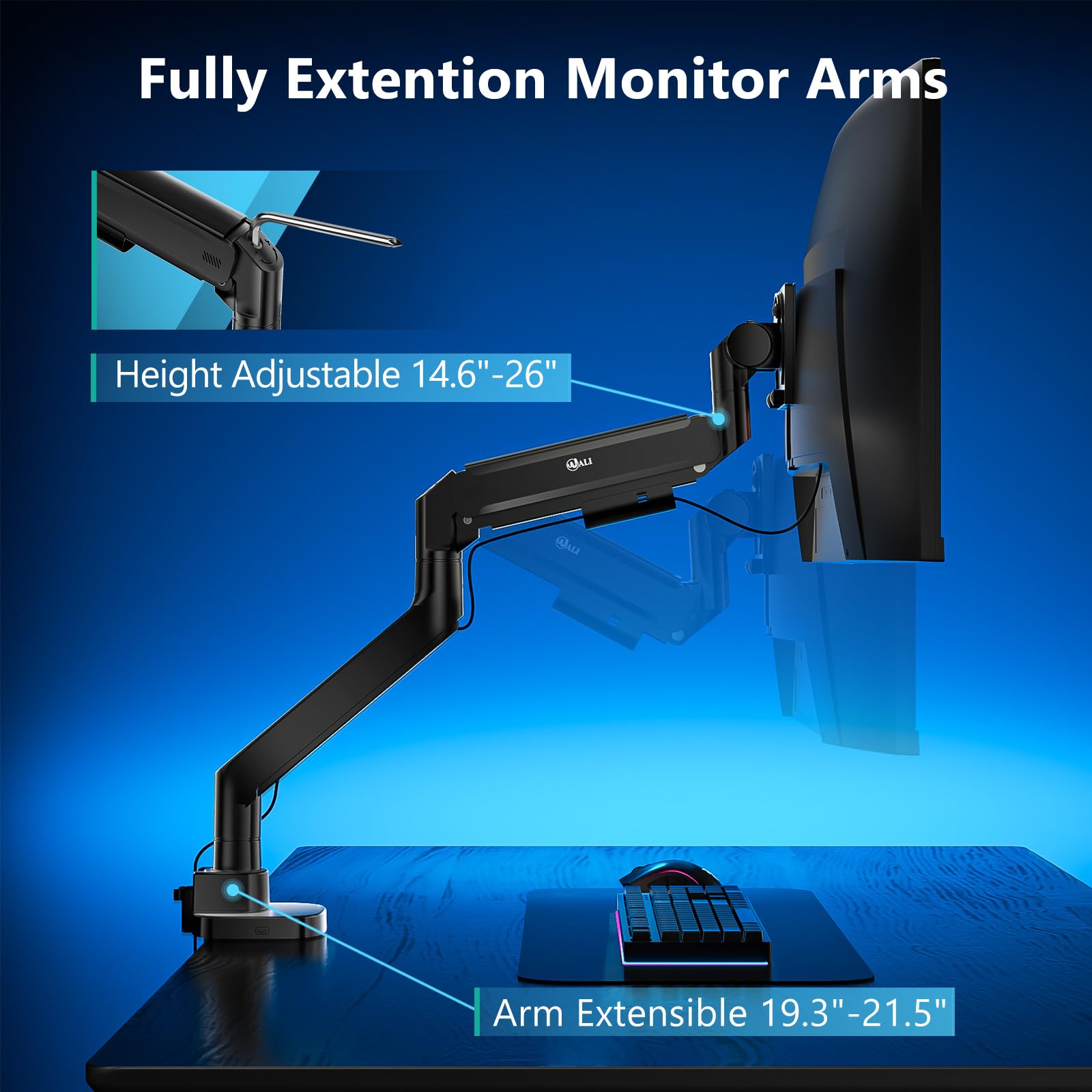 Foto 5 | Brazo De Monitor Wali Gsmu001xl-p Para Pantallas Ultraanchas De 24 A 57 Pulgadas - Venta Internacional.