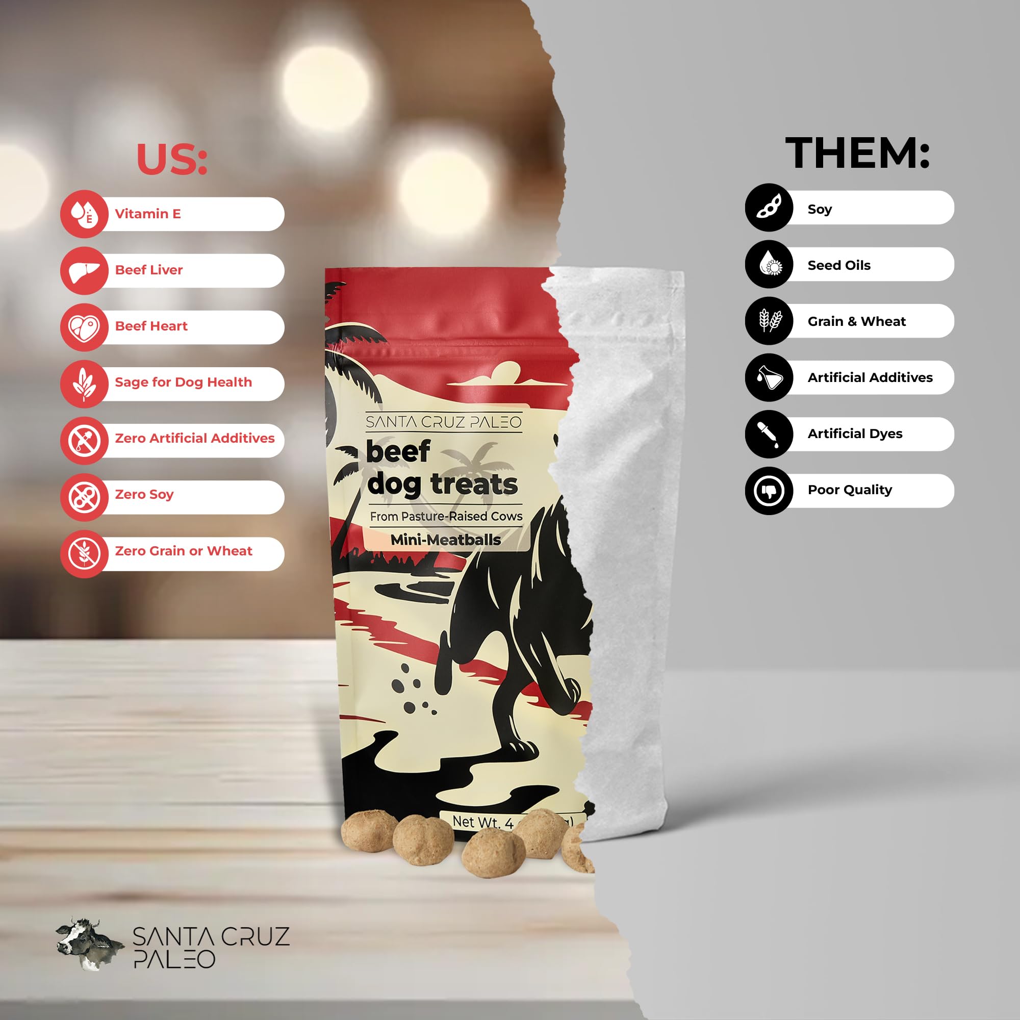 Foto 4 pulgar | Dog Treats Santa Cruz Paleo, Hígado Y Corazón De Res, Bolsa De 120 Ml - Venta Internacional.
