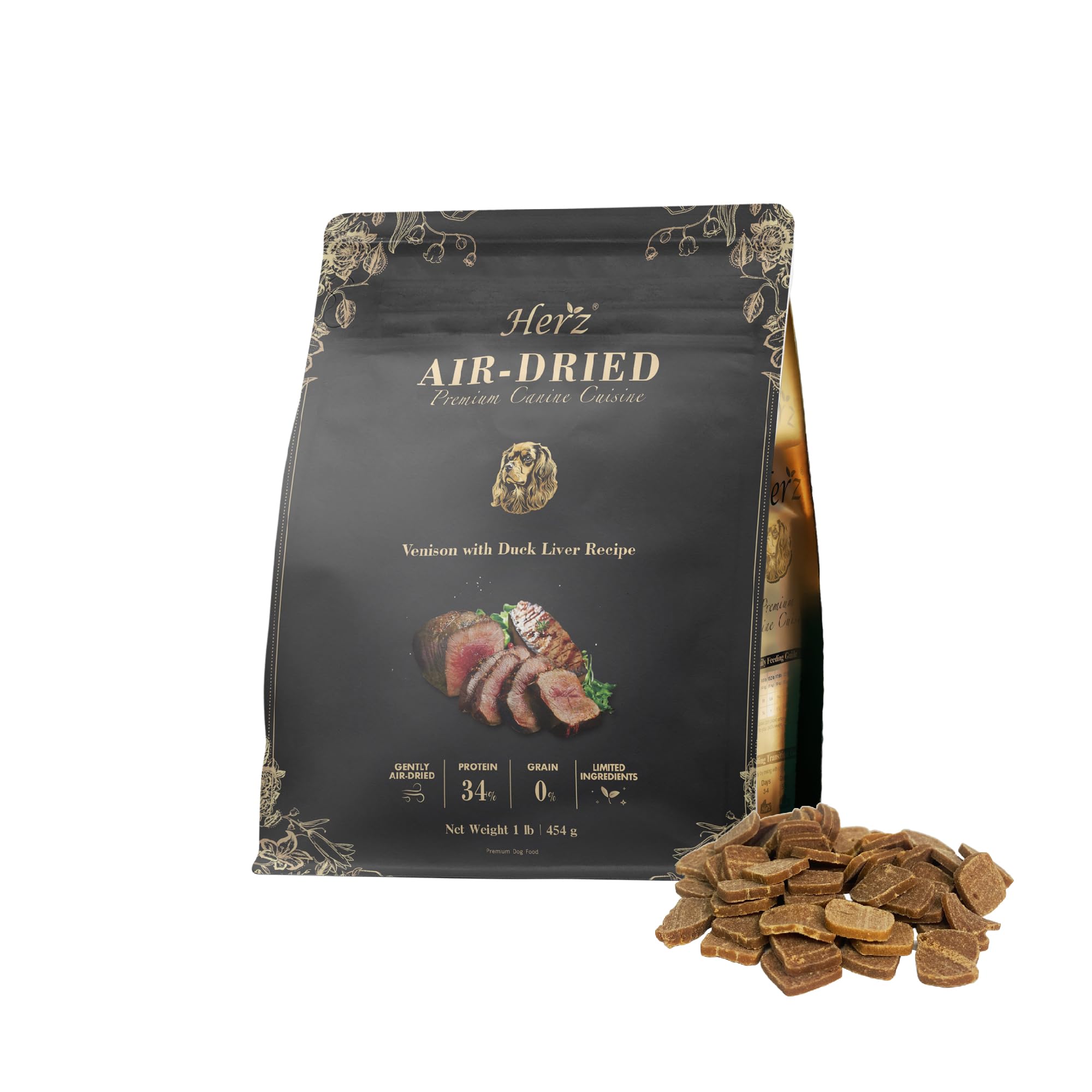 Foto 2 pulgar | Alimento Para Perros Herz, Hígado De Venado Y Pato Secado Al Aire, 454 G - Venta Internacional.
