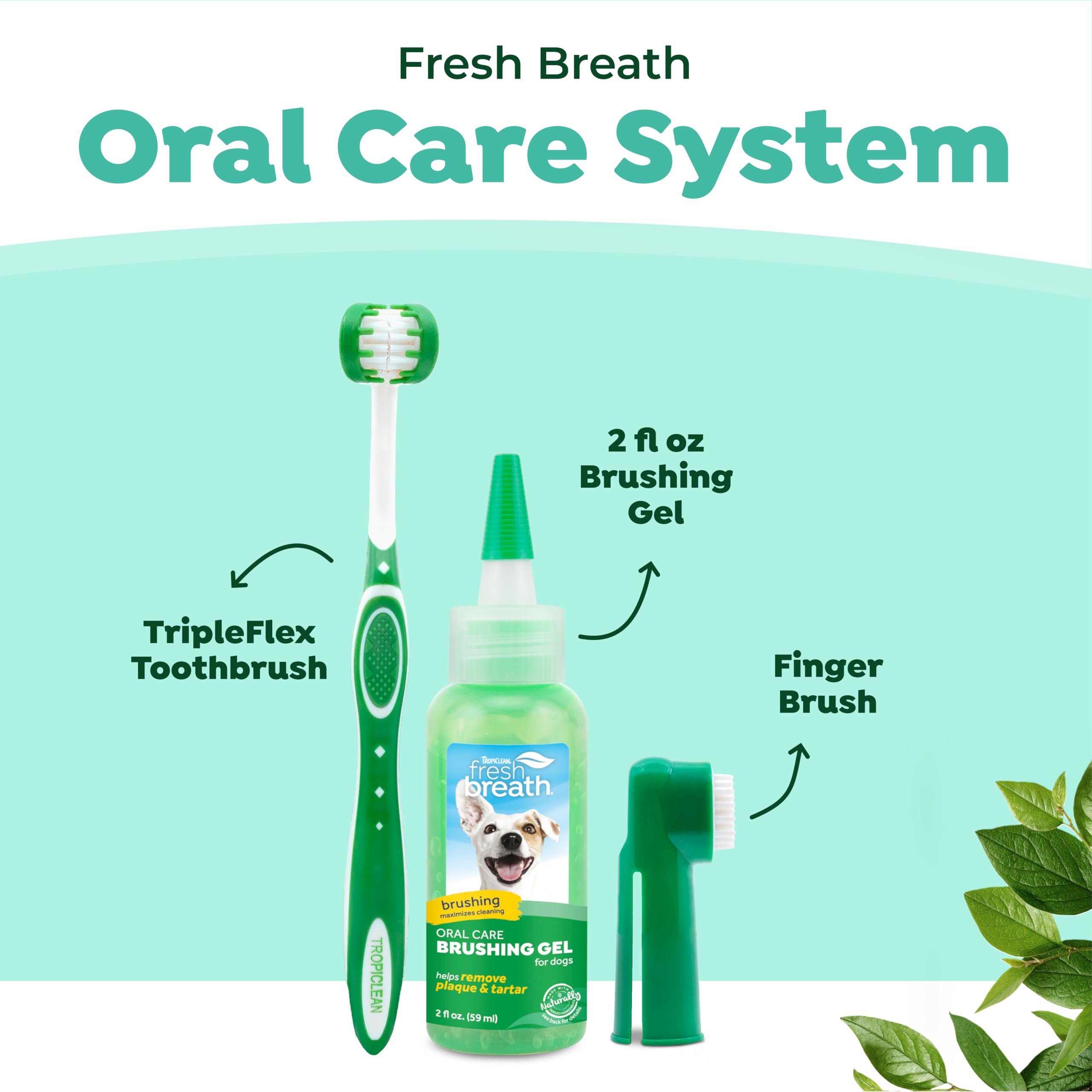 Foto 3 | Kit De Cuidado Bucal Para Perros Tropiclean Fresh Breath, Cepillo De Dientes Y Pasta - Venta Internacional.