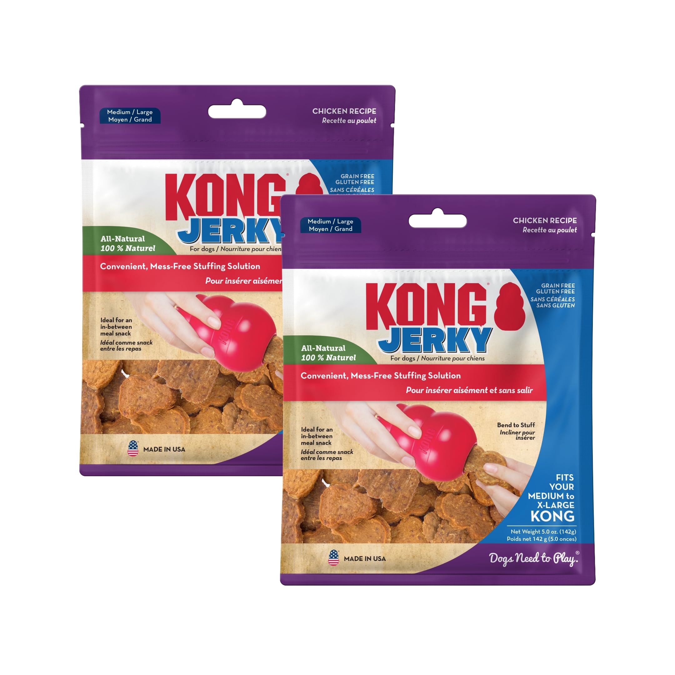 Dog Treat Kong Jerky Chicken, Tamaño Mediano/grande, 150 Ml, Paquete De 2 - Venta Internacional.