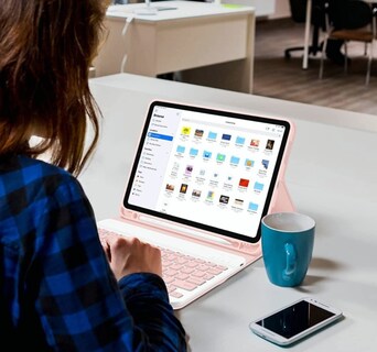 Foto 3 | Funda con Teclado Inalámbrico y Mouse Funbu color Rosa para iPad 10.2 10.5