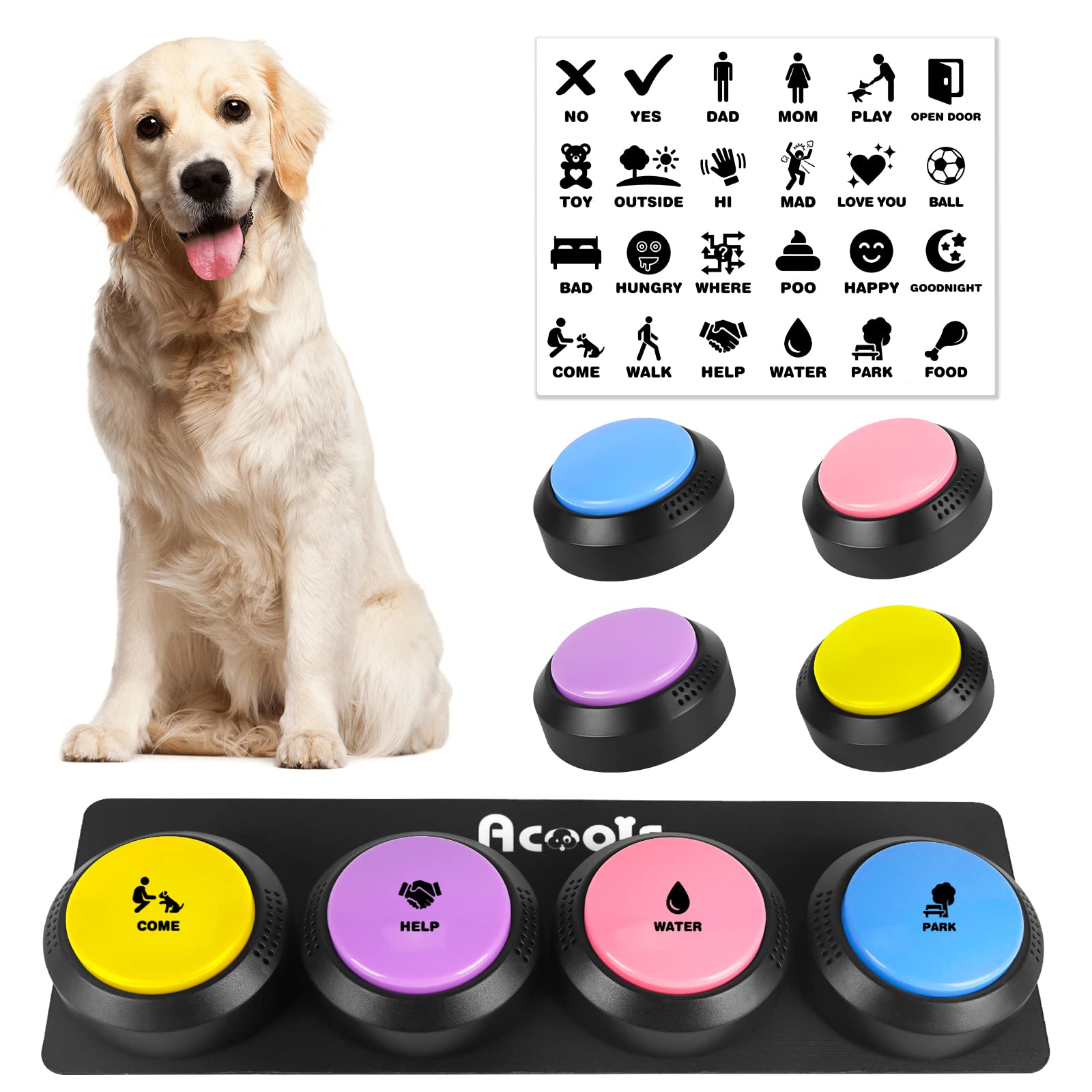 Foto 2 pulgar | Juego De Botones Para Hablar Con Perros, Para Adiestramiento De Mascotas, 4 Botones - Venta Internacional.