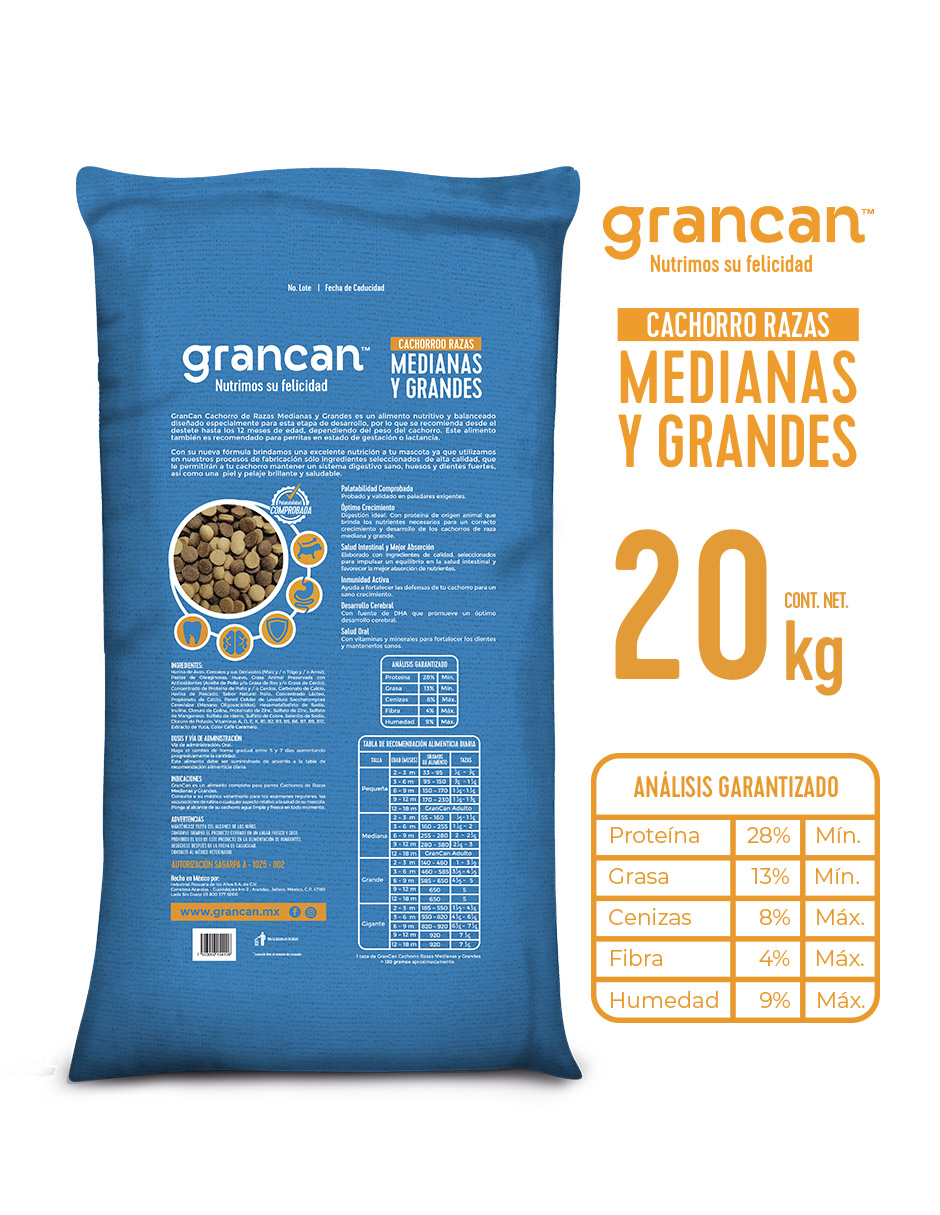 Foto 3 pulgar | Croqueta Grancan Cachorro Para Razas Medianas Y Grandes 20 Kg