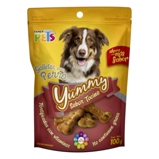Foto 1 | Fancy Pets Yummy Galletas Sabor Tocino Para Perro Con 100 Gramos, Con Vitaminas Y Minerales