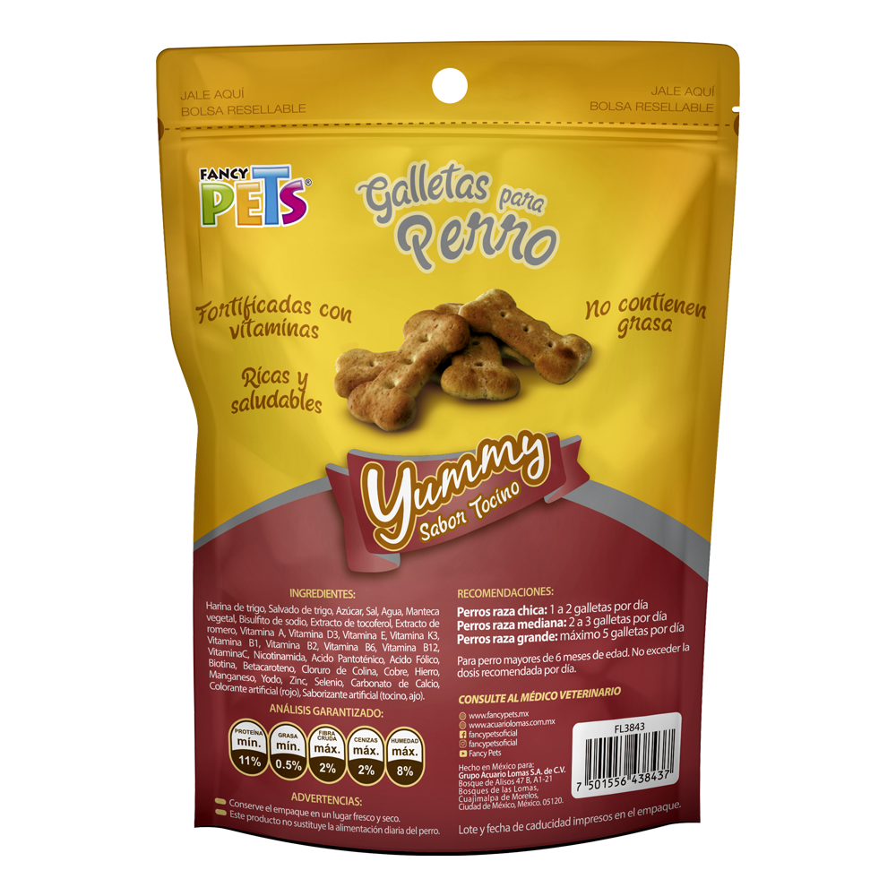 Foto 3 pulgar | Fancy Pets Yummy Galletas Sabor Tocino Para Perro Con 100 Gramos, Con Vitaminas Y Minerales