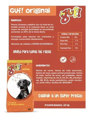 Foto 3 pulgar | Croquetas para Perro Guf 25 Kg