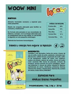 Foto 3 | Alimento Woow Mini de 25 Kg para Razas Pequeñas