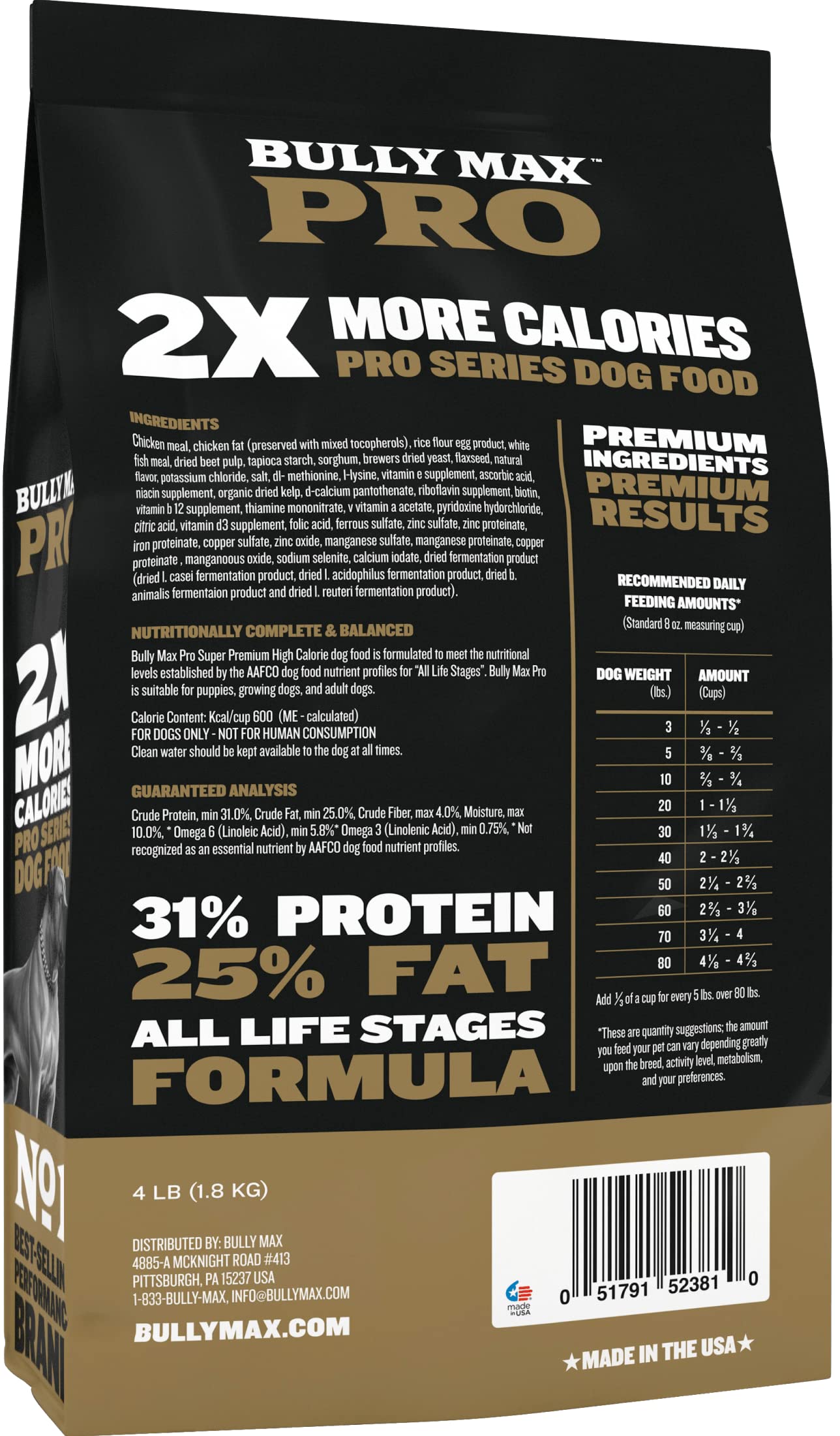 Foto 3 pulgar | Alimento Para Perros Bully Max 2x Calorie Dry Pro Series 600 Kcal/taza - Venta Internacional.