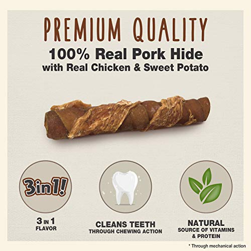 Foto 3 pulgar | Dog Treat Cadet Gourmet Triple Chews Pork Hide Twists, 6 Unidades - Venta Internacional.