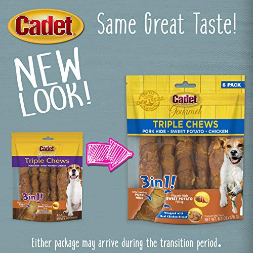 Foto 6 pulgar | Dog Treat Cadet Gourmet Triple Chews Pork Hide Twists, 6 Unidades - Venta Internacional.