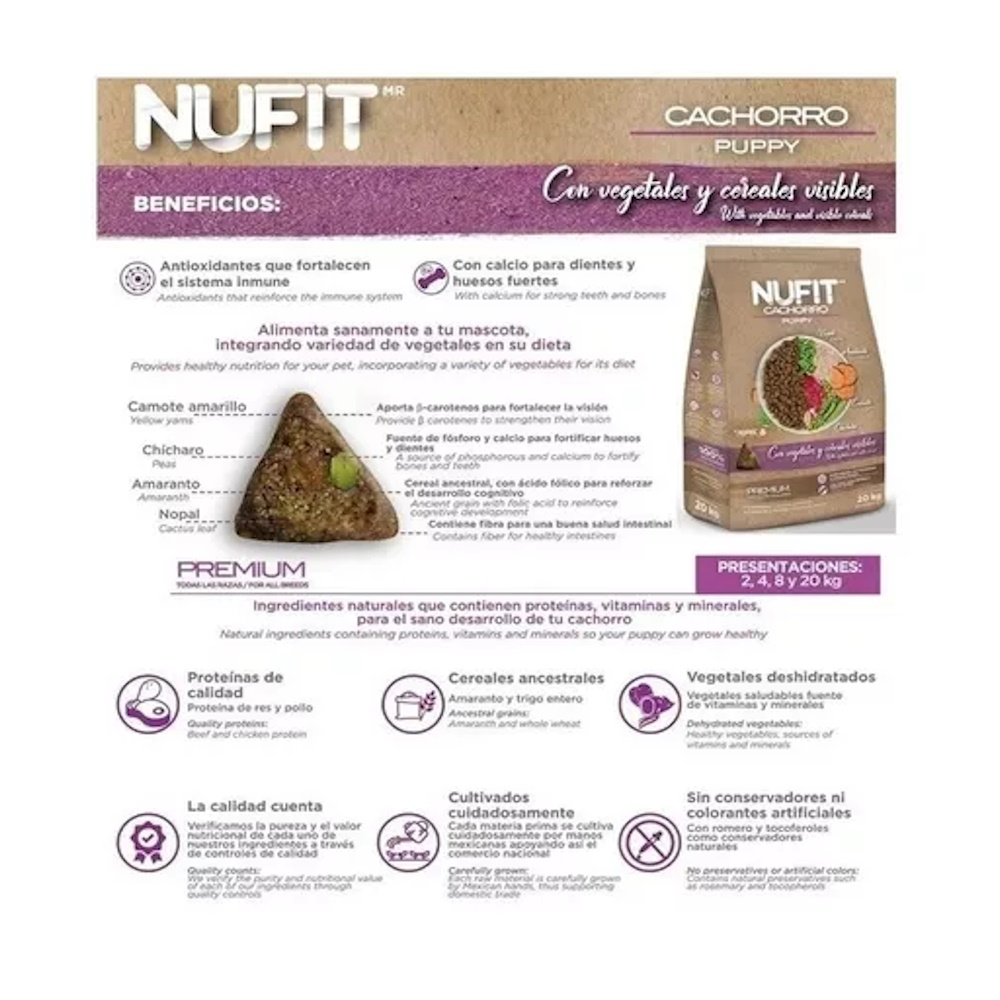 Foto 5 | Croqueta Alimento Perro Cachorro Premium Nufit By Nupec 8 Kg