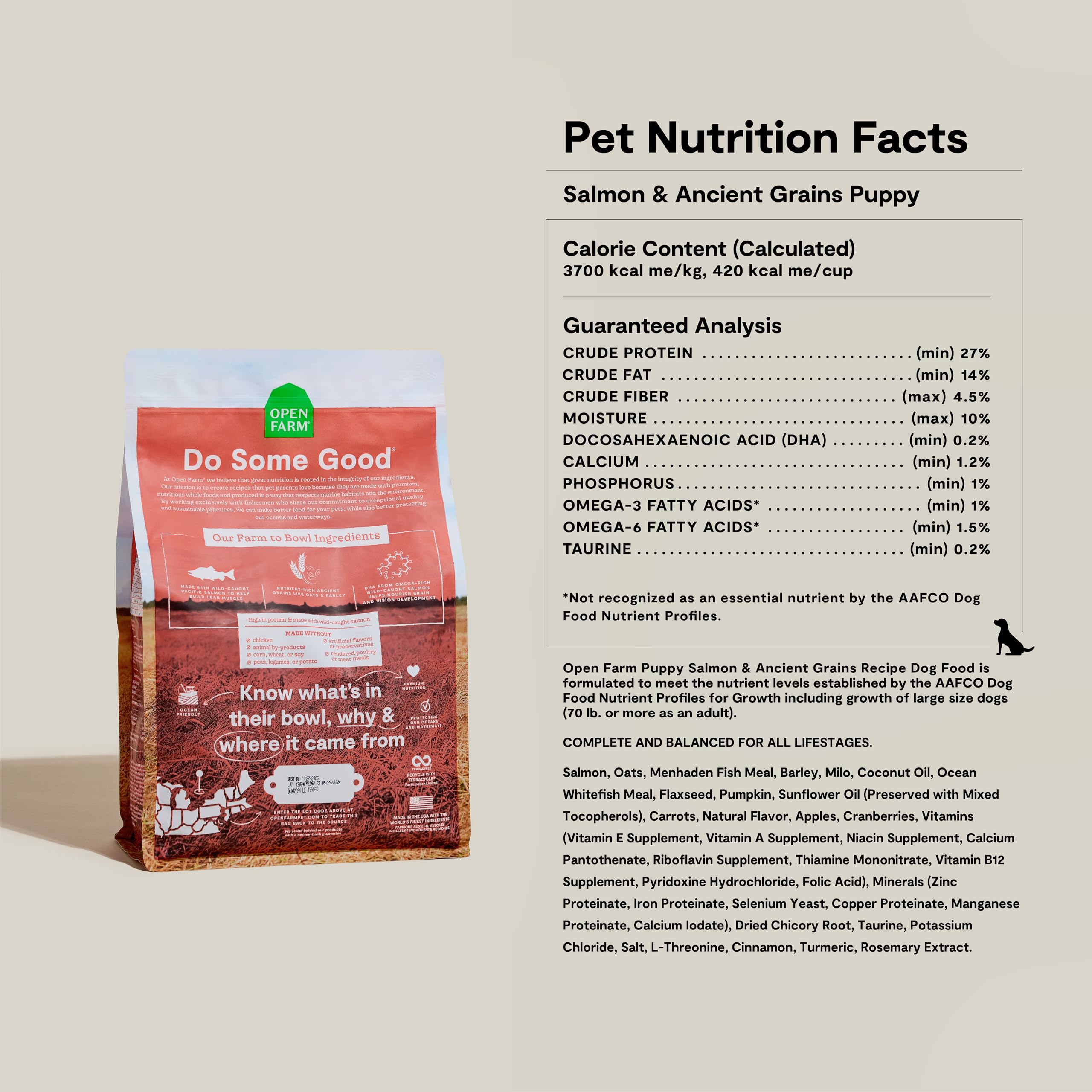 Foto 7 pulgar | Alimento Seco Para Perros Open Farm Ancient Grains, Salmón, 10 Kg, Cachorro - Venta Internacional.
