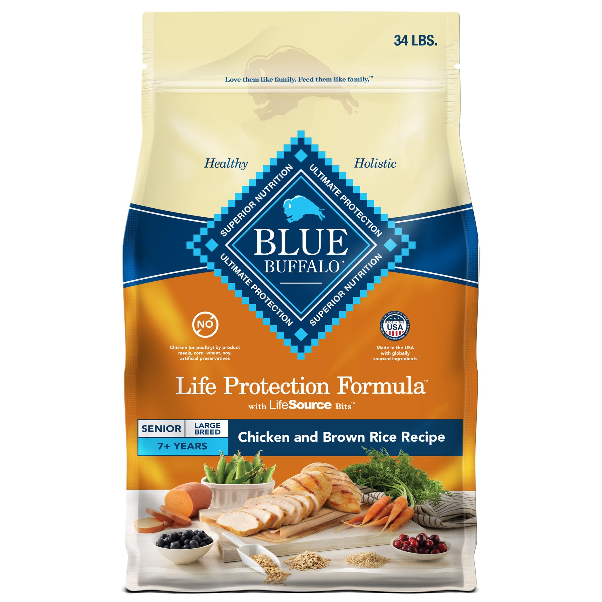 Comida Para Perros Blue Buffalo Life Protection Senior, Bolsa De 15,42 Kg - Venta Internacional.