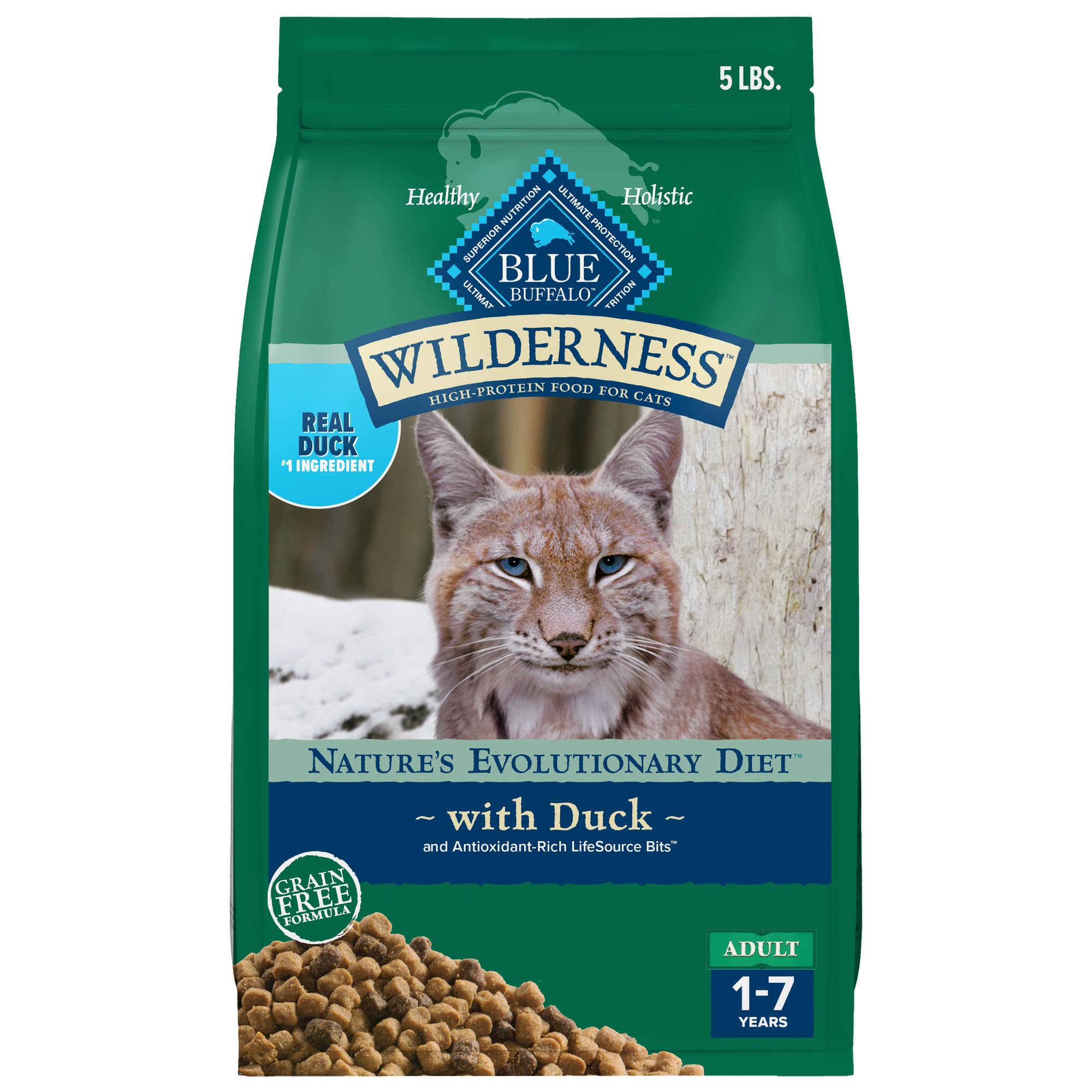 Alimento Seco Blue Buffalo Wilderness Duck Para Gatos Adultos, 2,27 Kg - Venta Internacional.